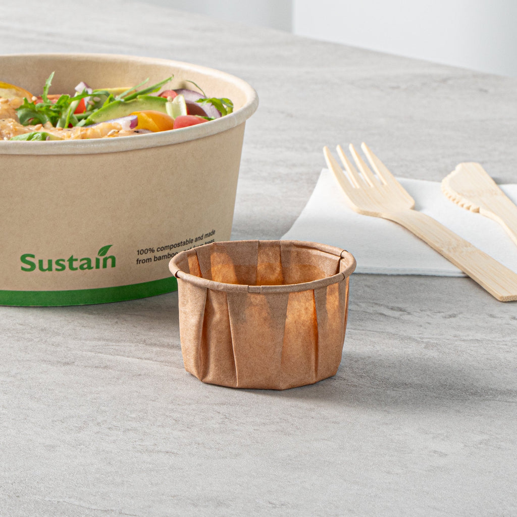 Sustain 2 oz Kraft Paper Portion Cup - Compostable - 2000 count box