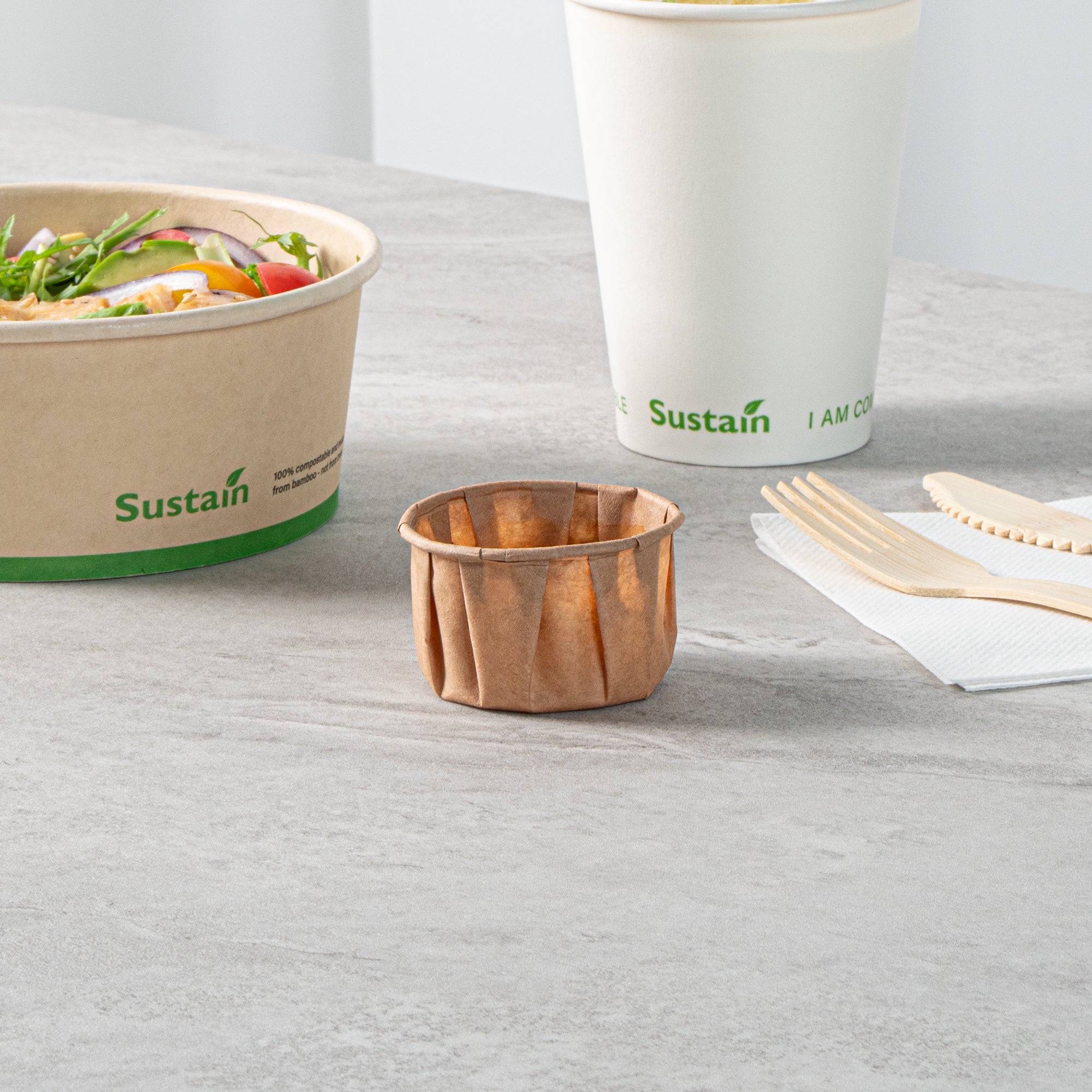 Sustain 2 oz Kraft Paper Portion Cup - Compostable - 2000 count box