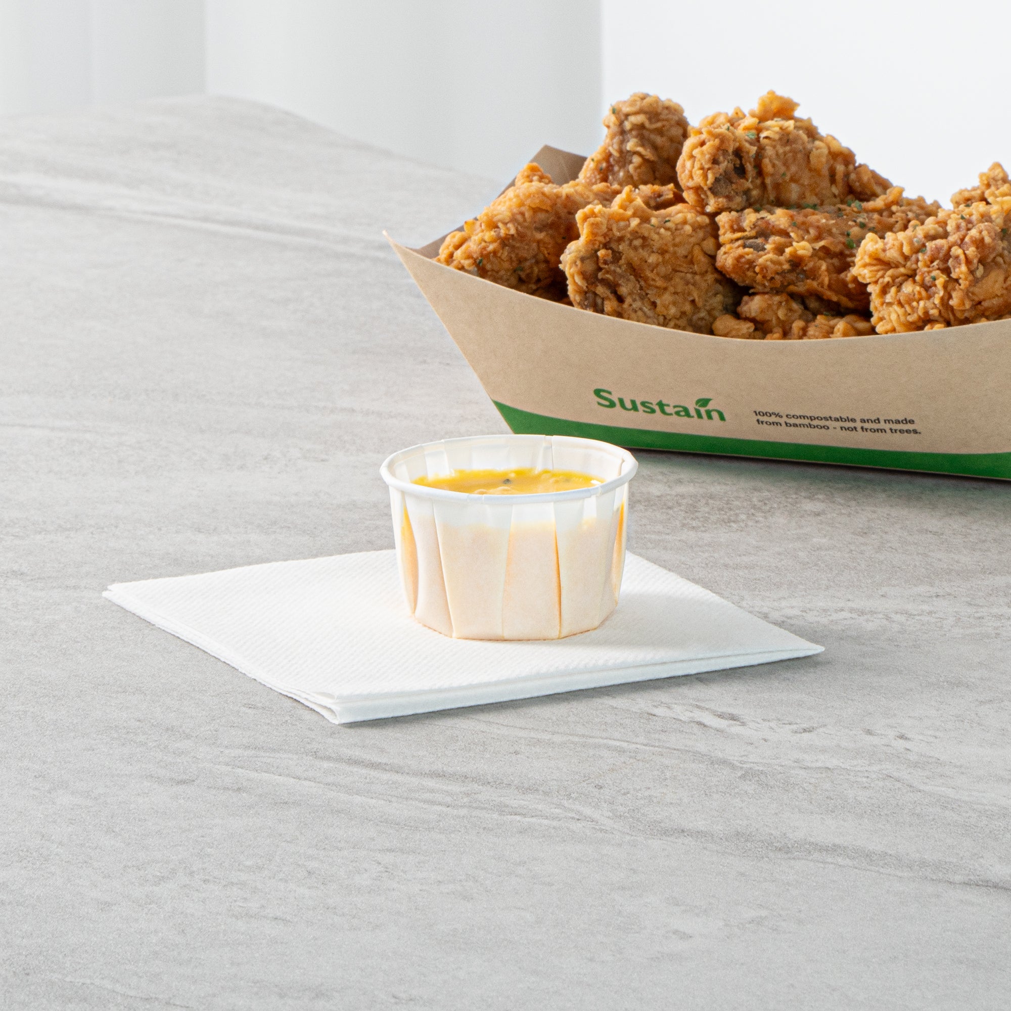 Sustain 2 oz White Paper Portion Cup - Compostable - 2000 count box