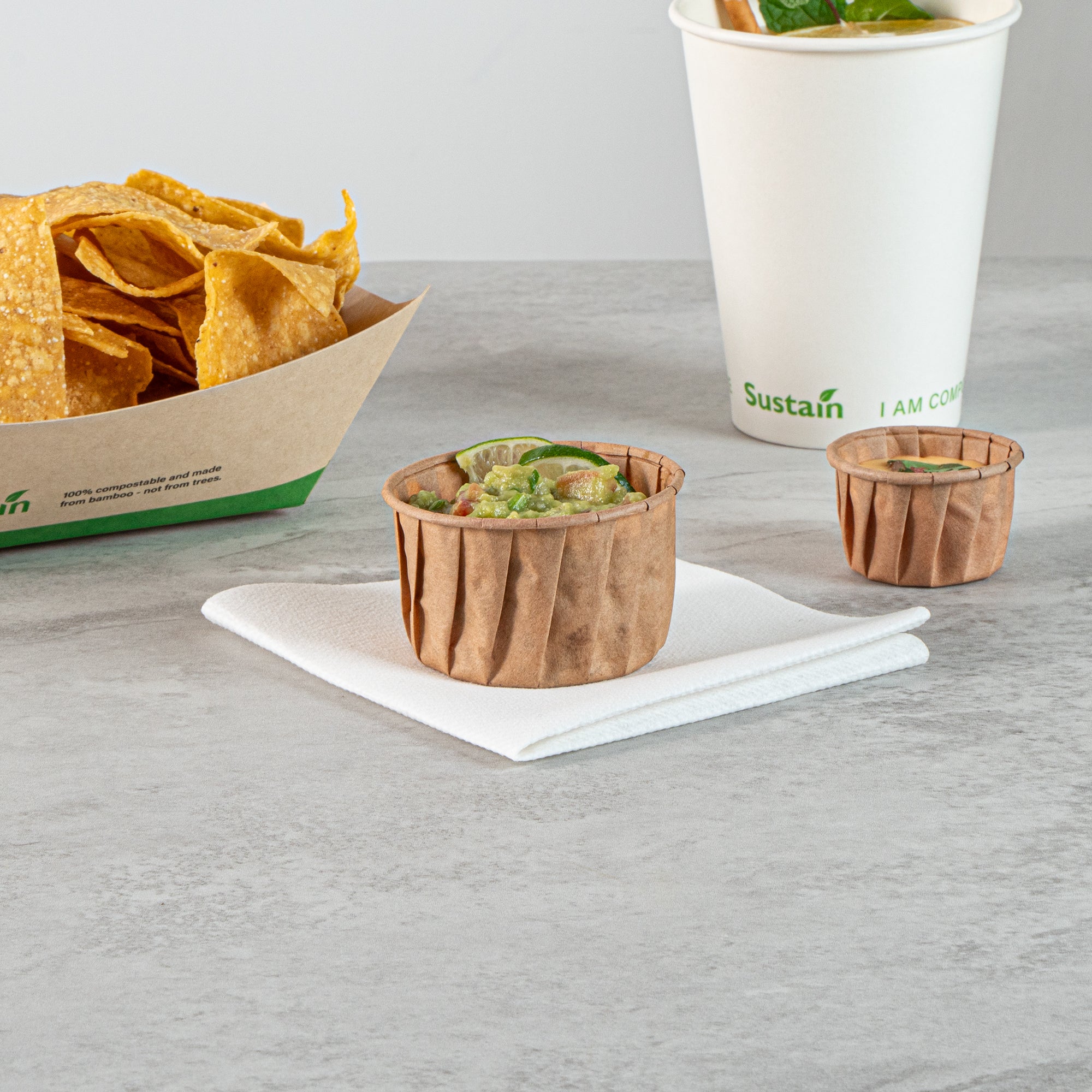 Sustain 3.25 oz Kraft Paper Portion Cup - Compostable - 2000 count box