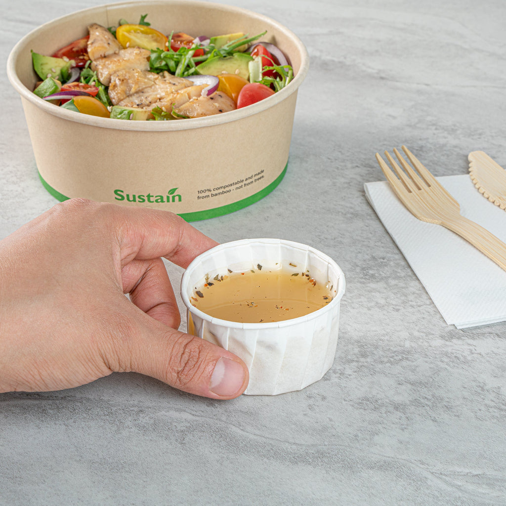Sustain 3.25 oz White Paper Portion Cup - Compostable - 2000 count box