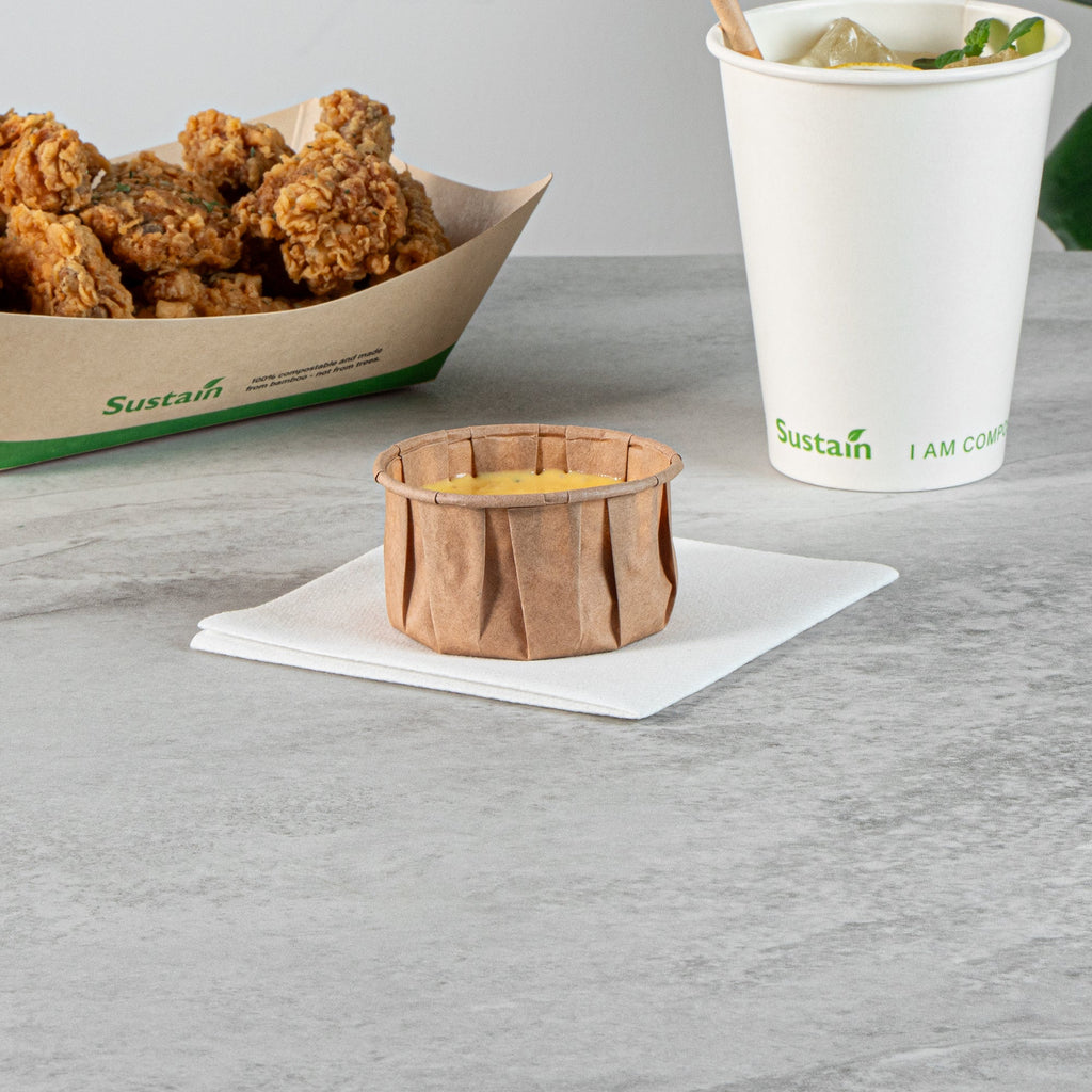 Sustain 4 oz Kraft Paper Portion Cup - Compostable - 2000 count box