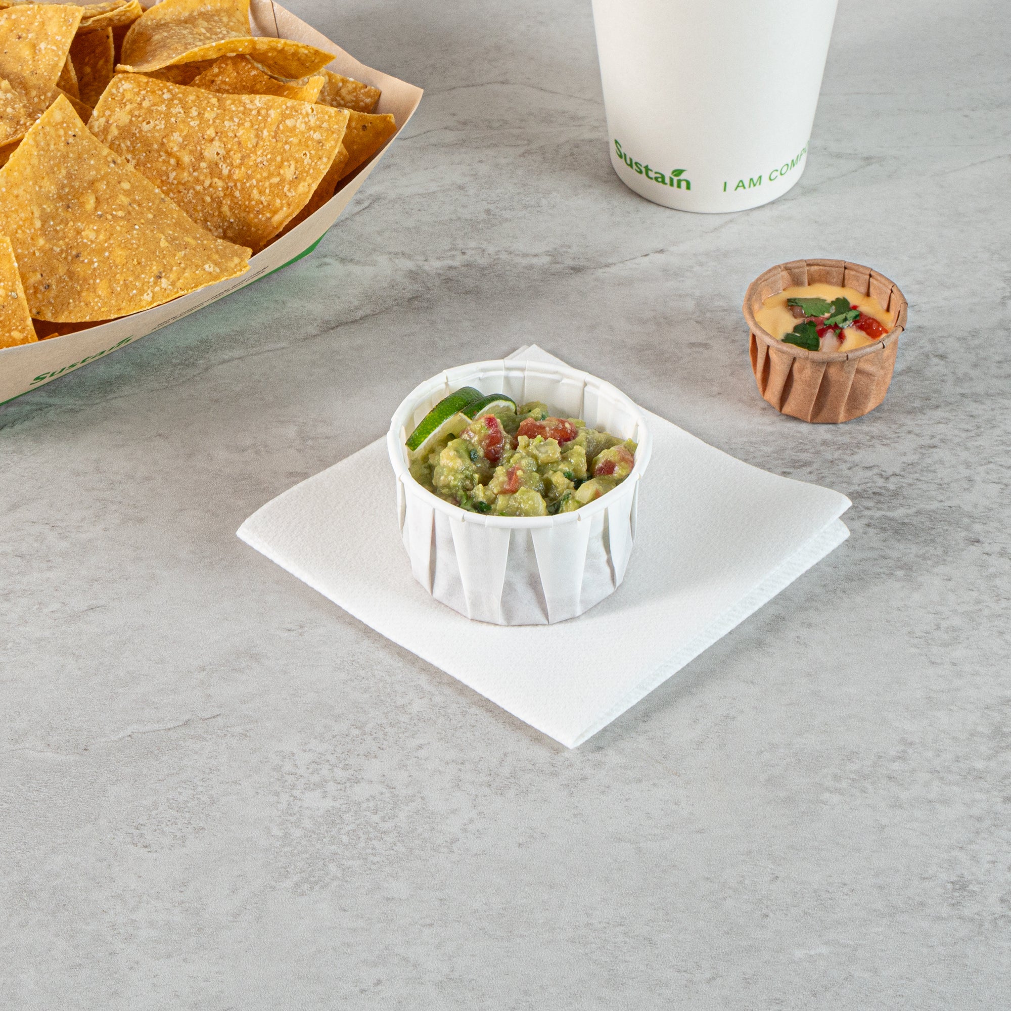 Sustain 4 oz White Paper Portion Cup - Compostable - 2000 count box