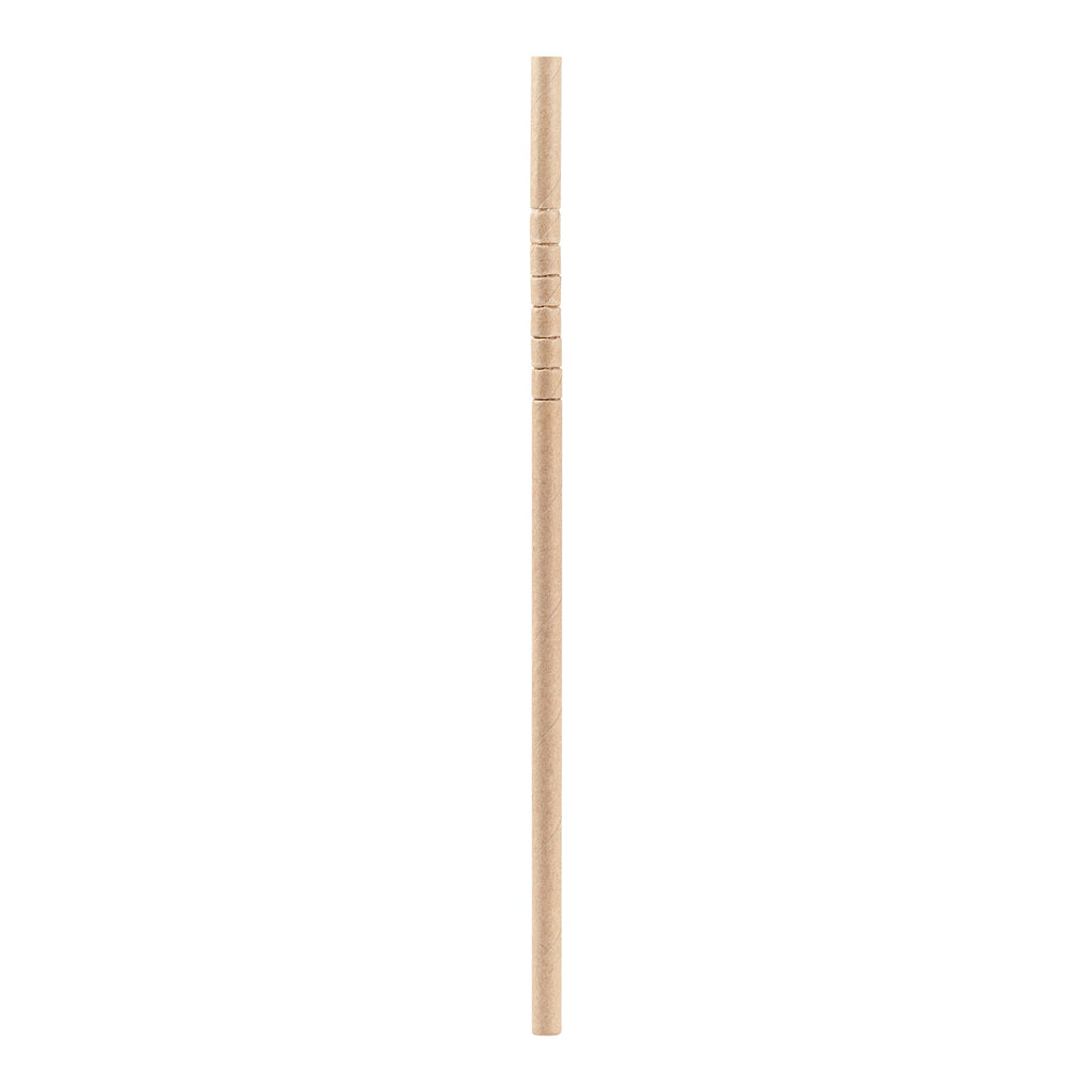 Basic Nature Kraft Paper Bendable Straw - Unwrapped, Biodegradable, 6 mm - 7 3/4" - 1000 count box
