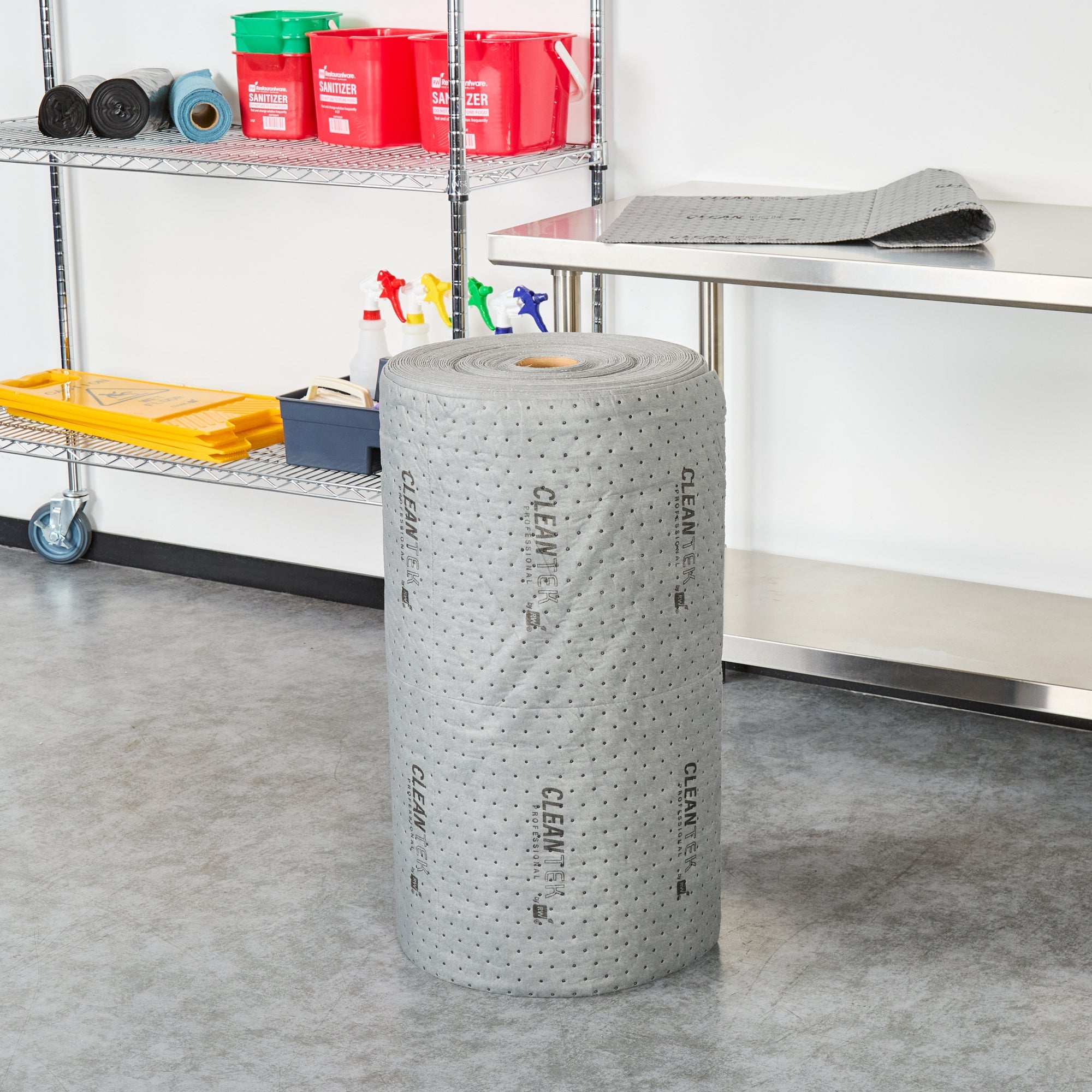 Clean Tek Professional Gray Universal Sorbent Roll - Medium Weight, Perforated - 150' x 30" - 1 count box