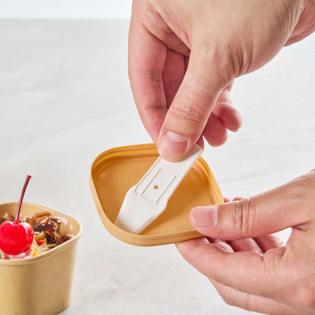 Coppetta Square Brown Plastic Lid - Fits 3 oz To Go Cup, with Spoon - 200 count box