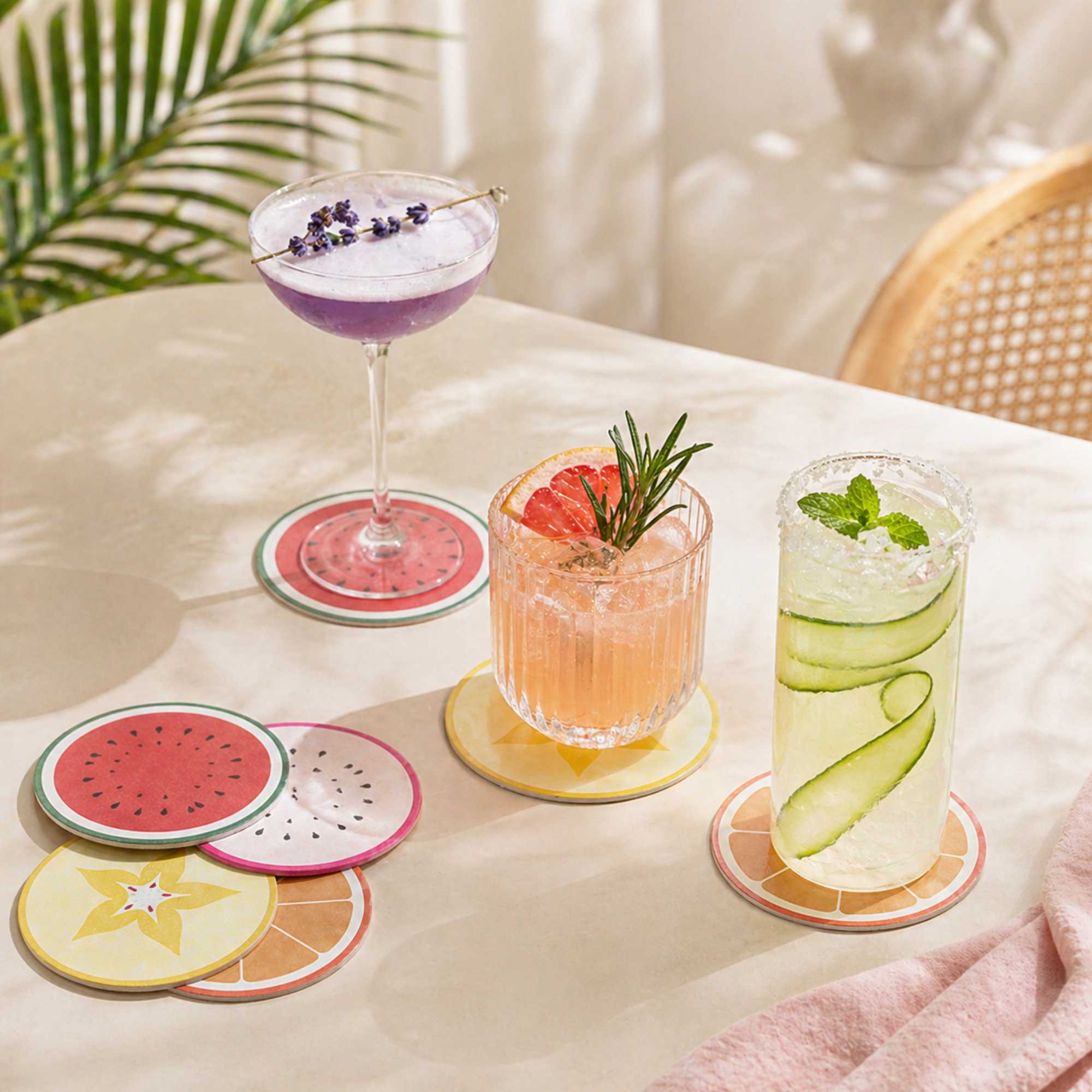 Bar Lux Round Fruit Paper Coaster - 6 Assorted Designs - 3 1/2" - 480 count box