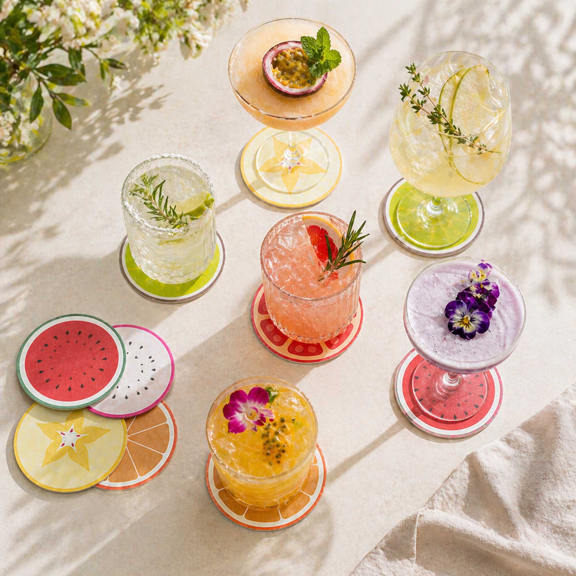 Bar Lux Round Fruit Paper Coaster - 6 Assorted Designs - 3 1/2" - 480 count box