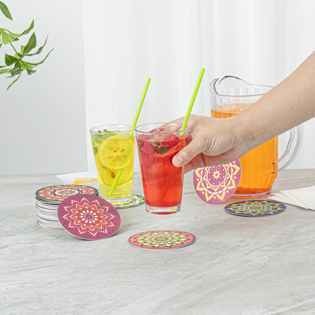 Bar Lux Round Floral Paper Coaster - 6 Assorted Designs - 4" - 480 count box