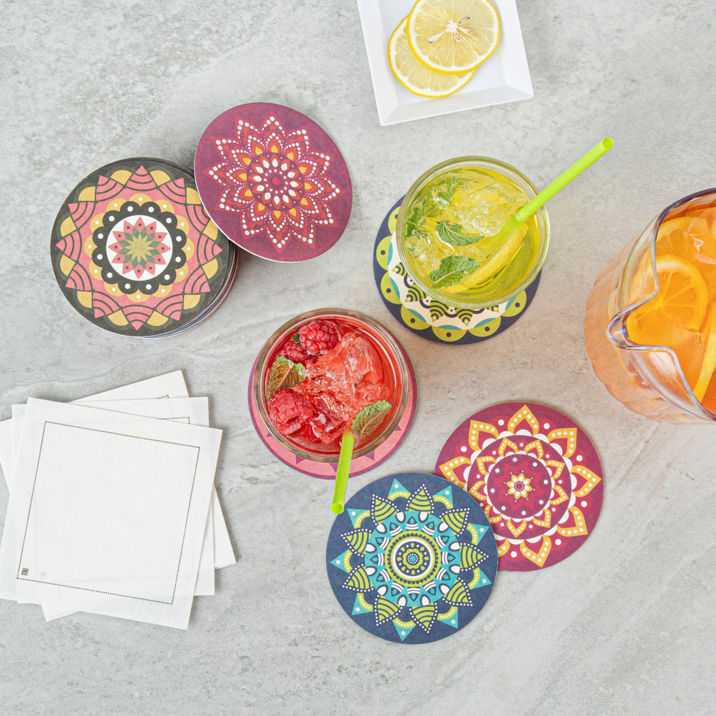 Bar Lux Round Floral Paper Coaster - 6 Assorted Designs - 4" - 480 count box