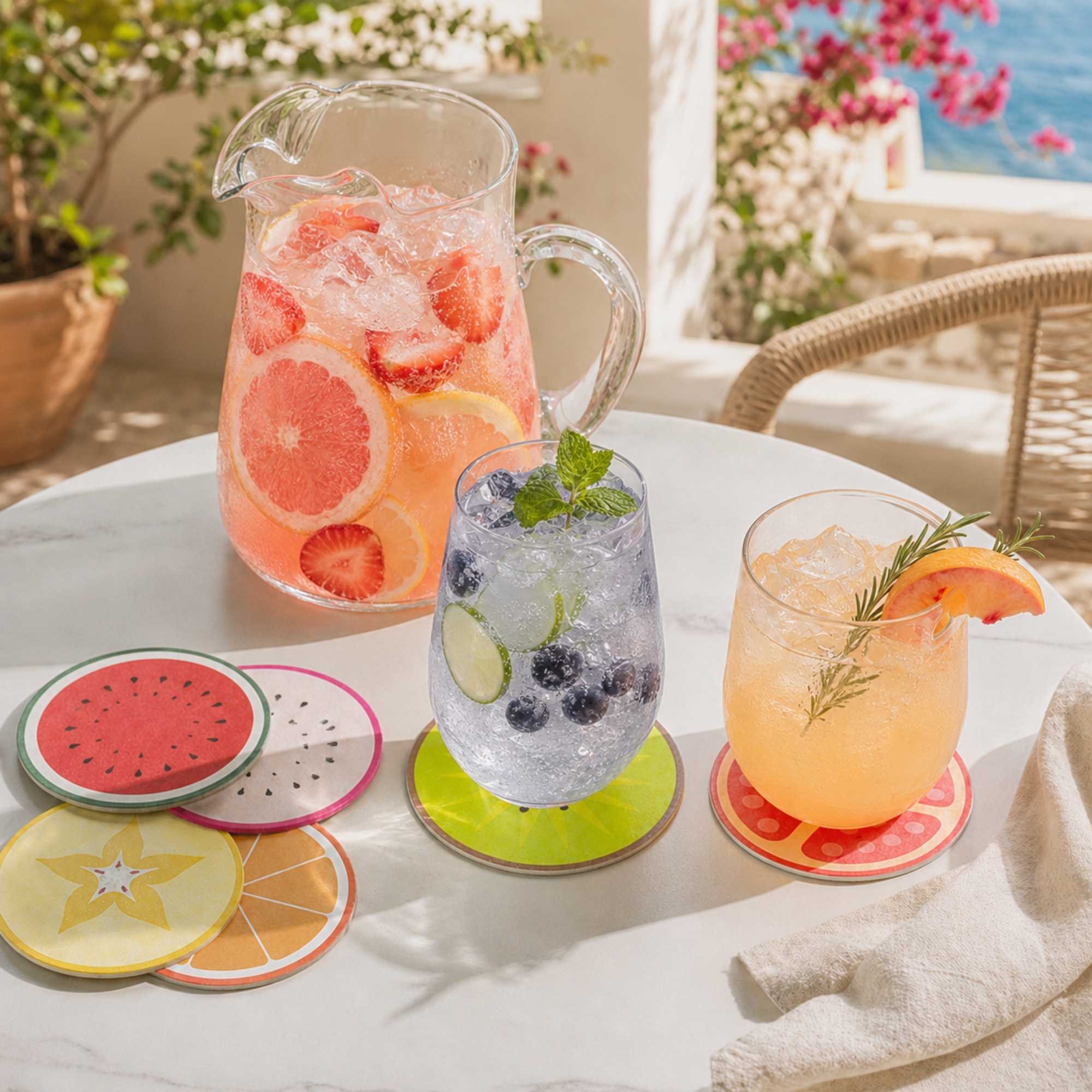 Bar Lux Round Fruit Paper Coaster - 6 Assorted Designs - 4" - 480 count box