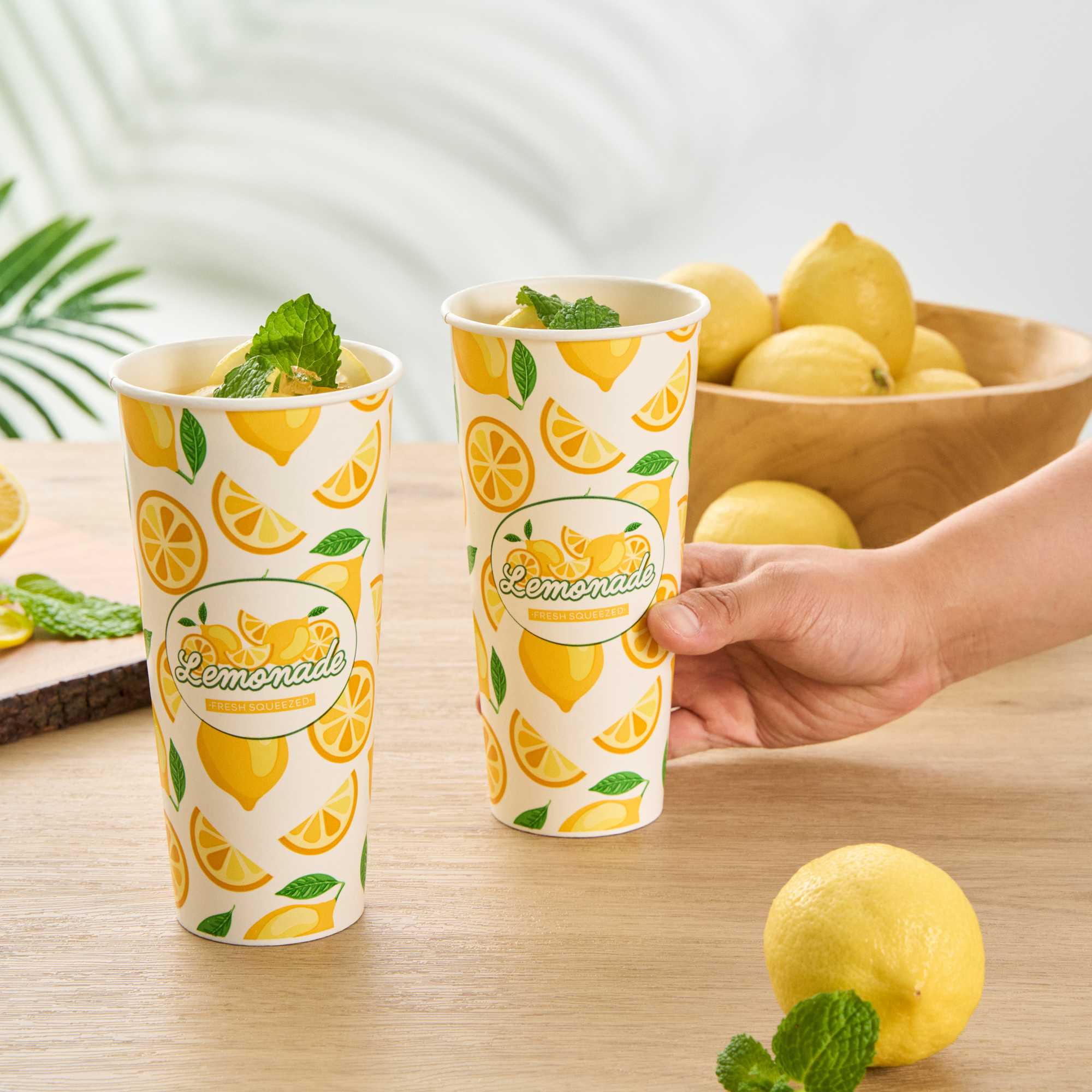 Chef 101 24 oz Tall Poly Paper Lemonade Cup - 500 count box