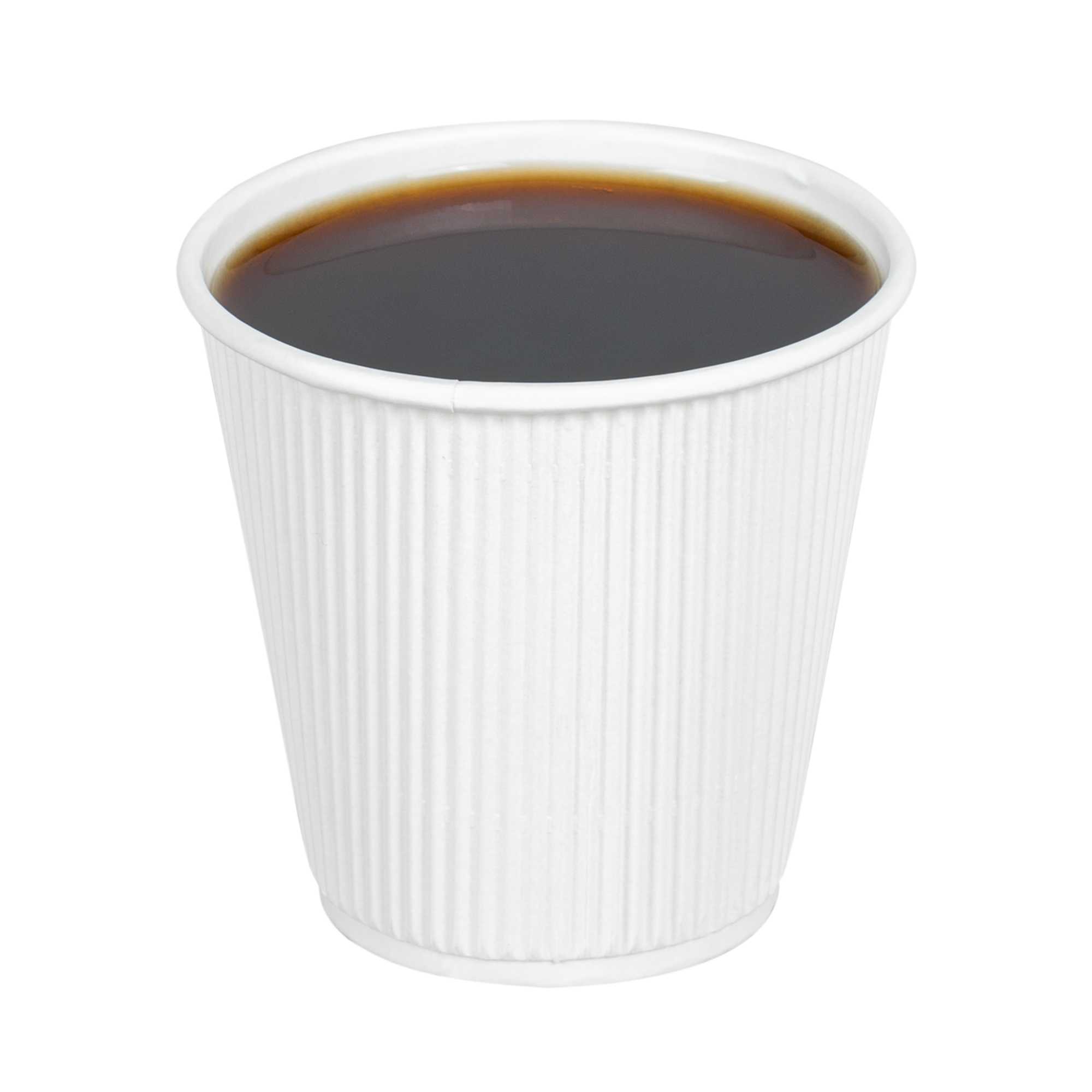 Restpresso 8 oz White Paper Hot Cup - Individually Wrapped, Ripple Wall - 25 count box
