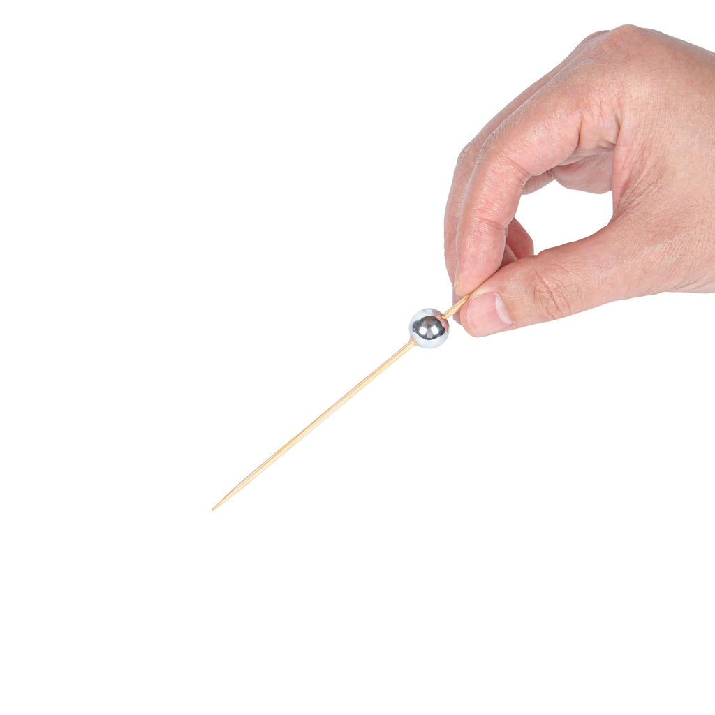 Pixy Silver Bamboo Sphere Pick - 4" - 1000 count box