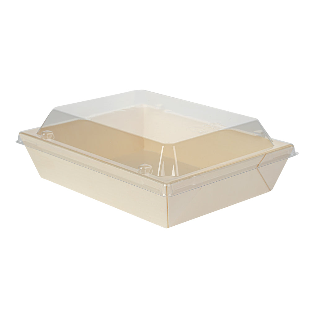 Taipei Clear Plastic Lid - Fits Rectangle Poplar Short Flare Container - 100 count box