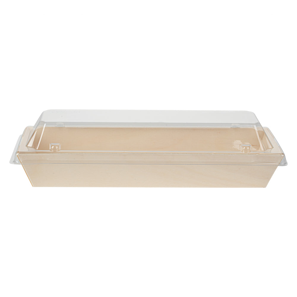 Taipei Clear Plastic Lid - Fits Rectangle Poplar Long Flare Container - 100 count box