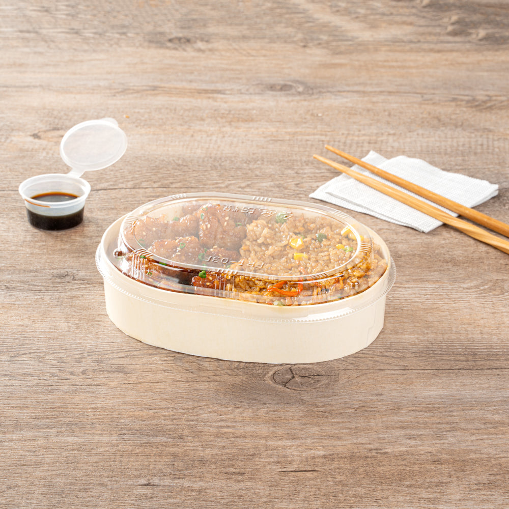 Taipei Clear Plastic Lid - Fits Oval Poplar Container - 100 count box