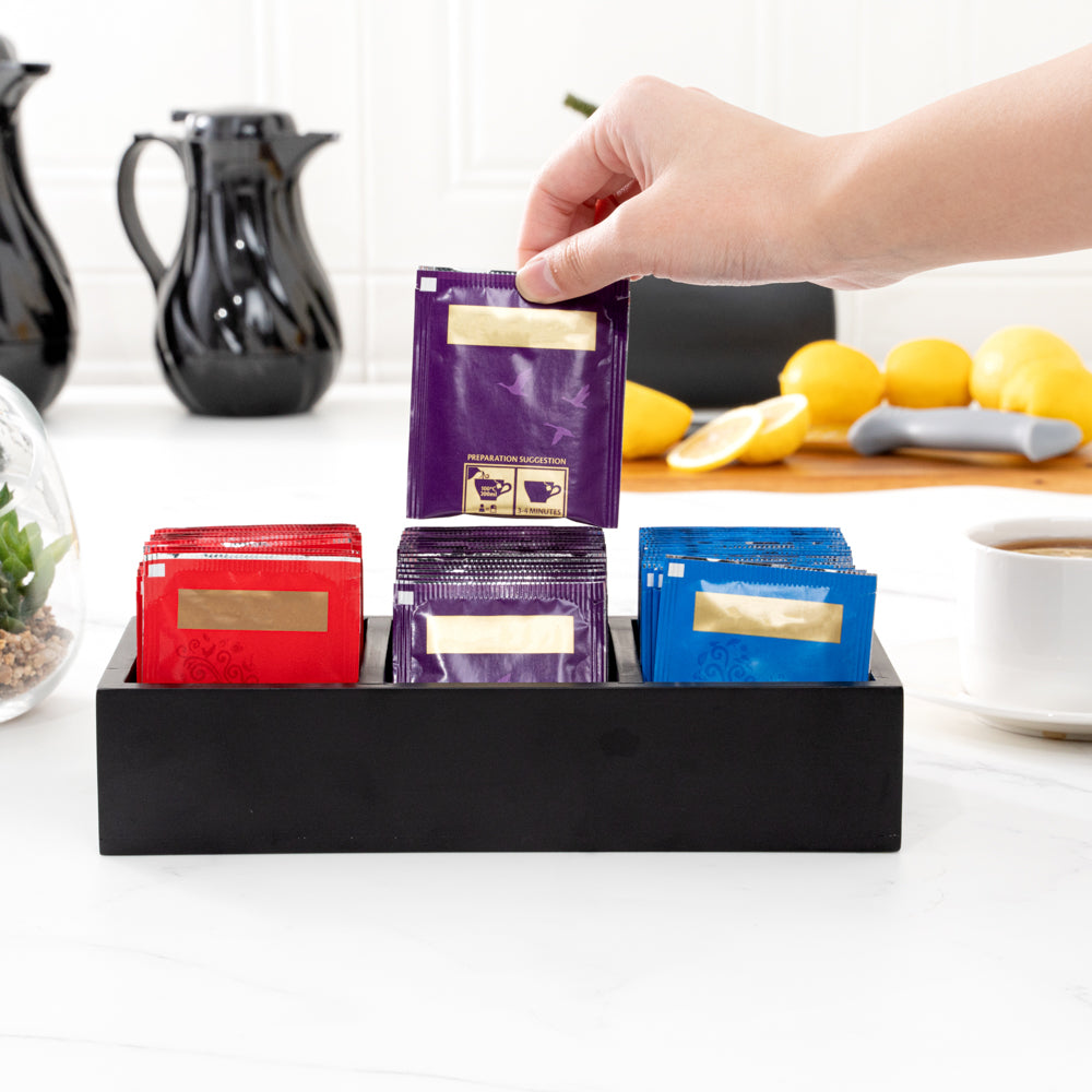 Restpresso Rectangle Black Bamboo Packet Organizer - 9 1/2" x 4 1/4" x 2" - 1 count box