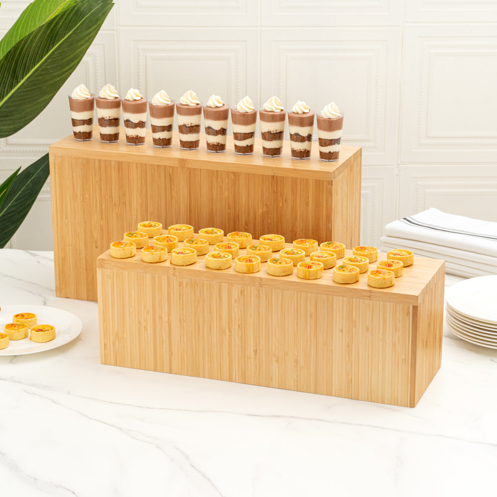 Cater Tek Rectangle Natural Bamboo Medium Riser - 20 1/2" x 7" x 7" - 1 count box