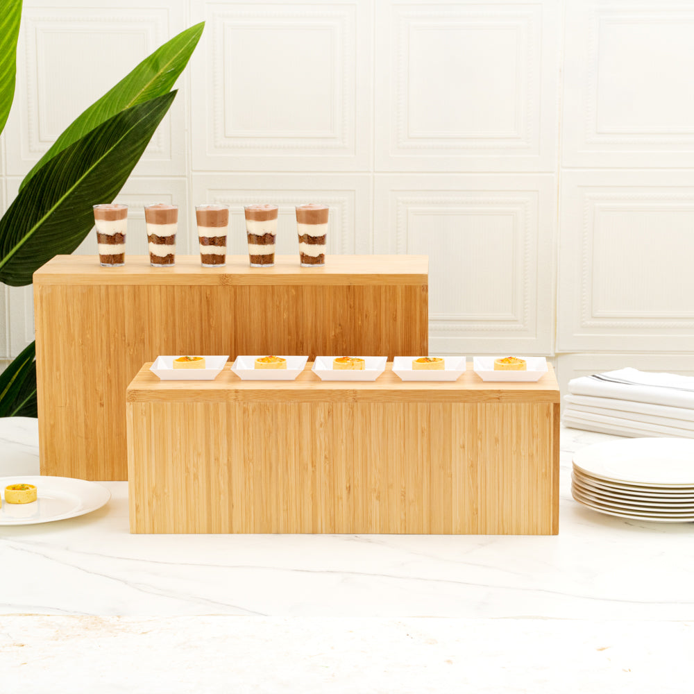 Cater Tek Rectangle Natural Bamboo Medium Riser - 20 1/2" x 7" x 7" - 1 count box