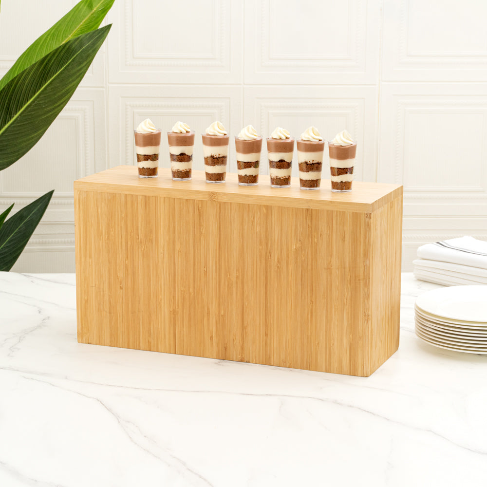 Cater Tek Rectangle Natural Bamboo Tall Riser - 20 1/2" x 7" x 11" - 1 count box