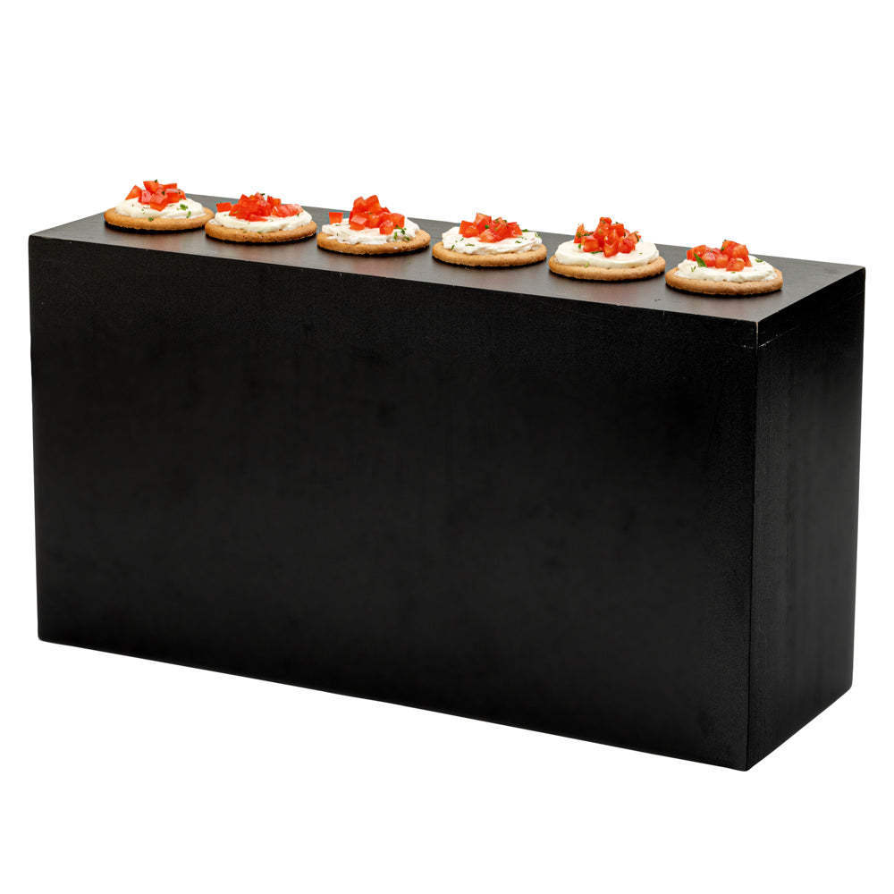 Cater Tek Rectangle Black Bamboo Tall Riser - 20 1/2" x 7" x 11" - 1 count box