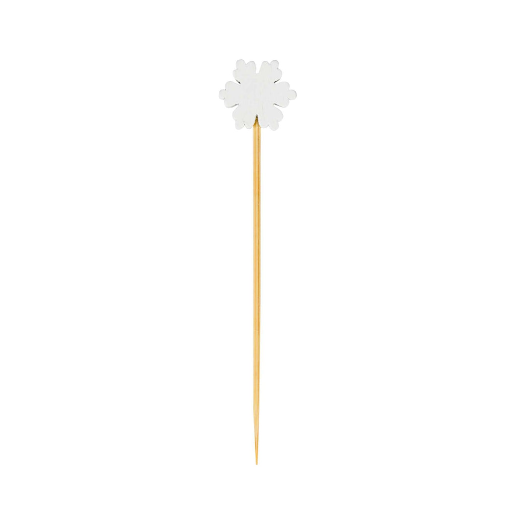 Pixy White Bamboo Snowflake Pick - 3 1/2" - 1000 count box