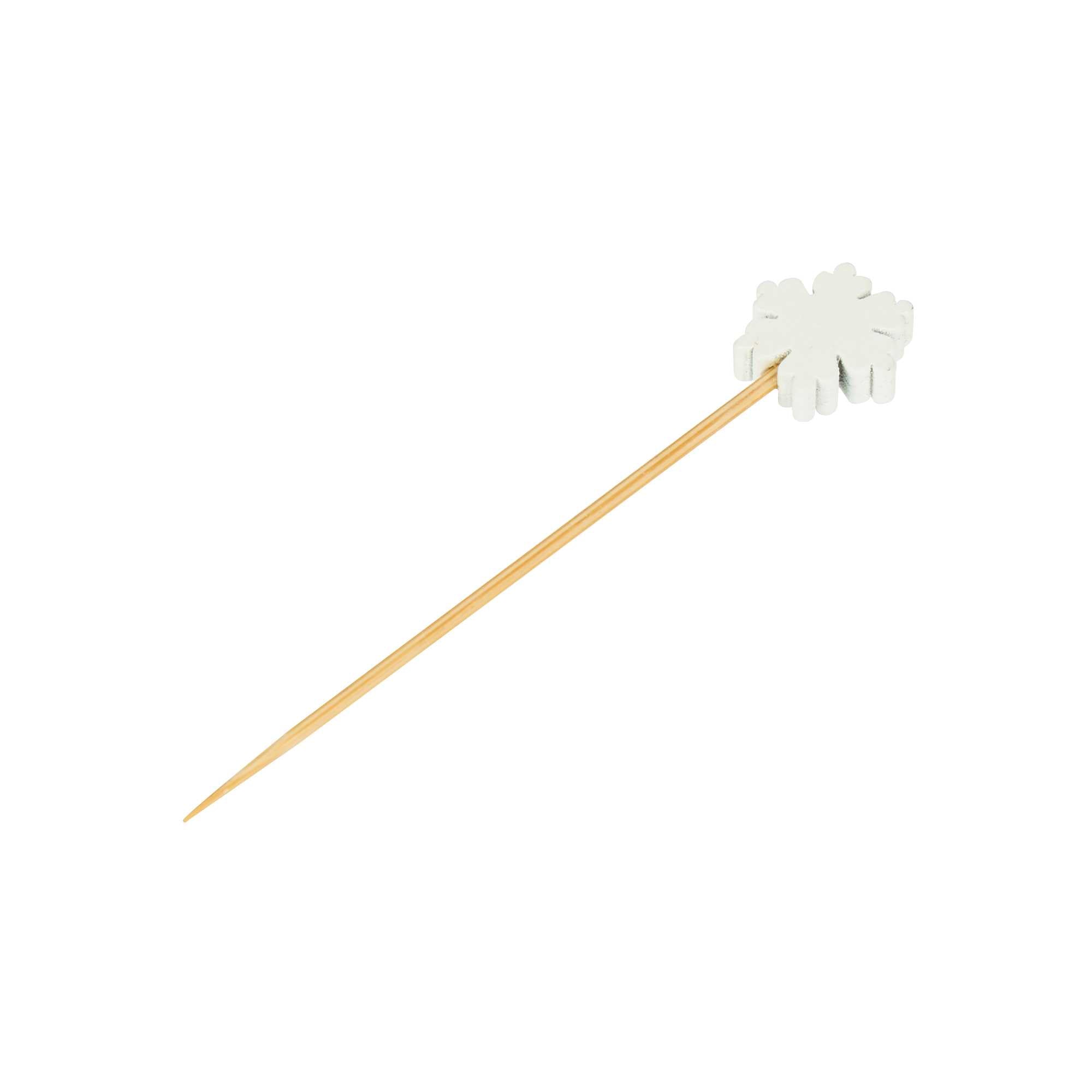 Pixy White Bamboo Snowflake Pick - 3 1/2" - 1000 count box