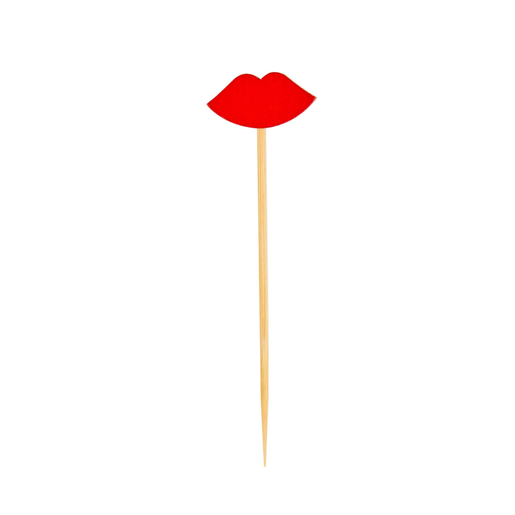 Pixy Red Bamboo Sexy Lips Pick - 2 3/4" - 100 count box