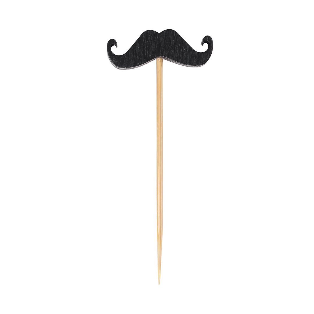 Pixy Black Bamboo Moustache Pick - 2 3/4" - 1000 count box
