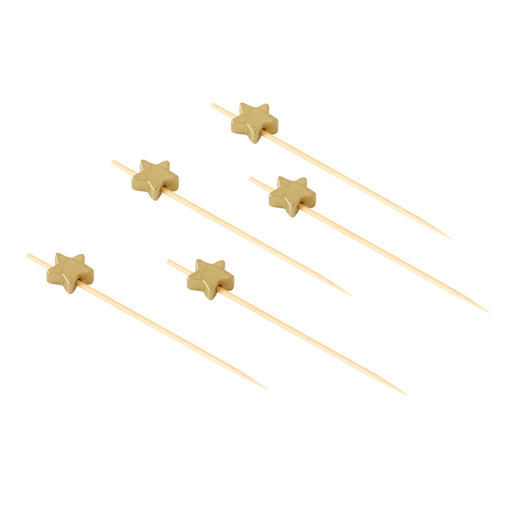 Pixy Gold Bamboo Star Pick - 3 1/2" - 100 count box