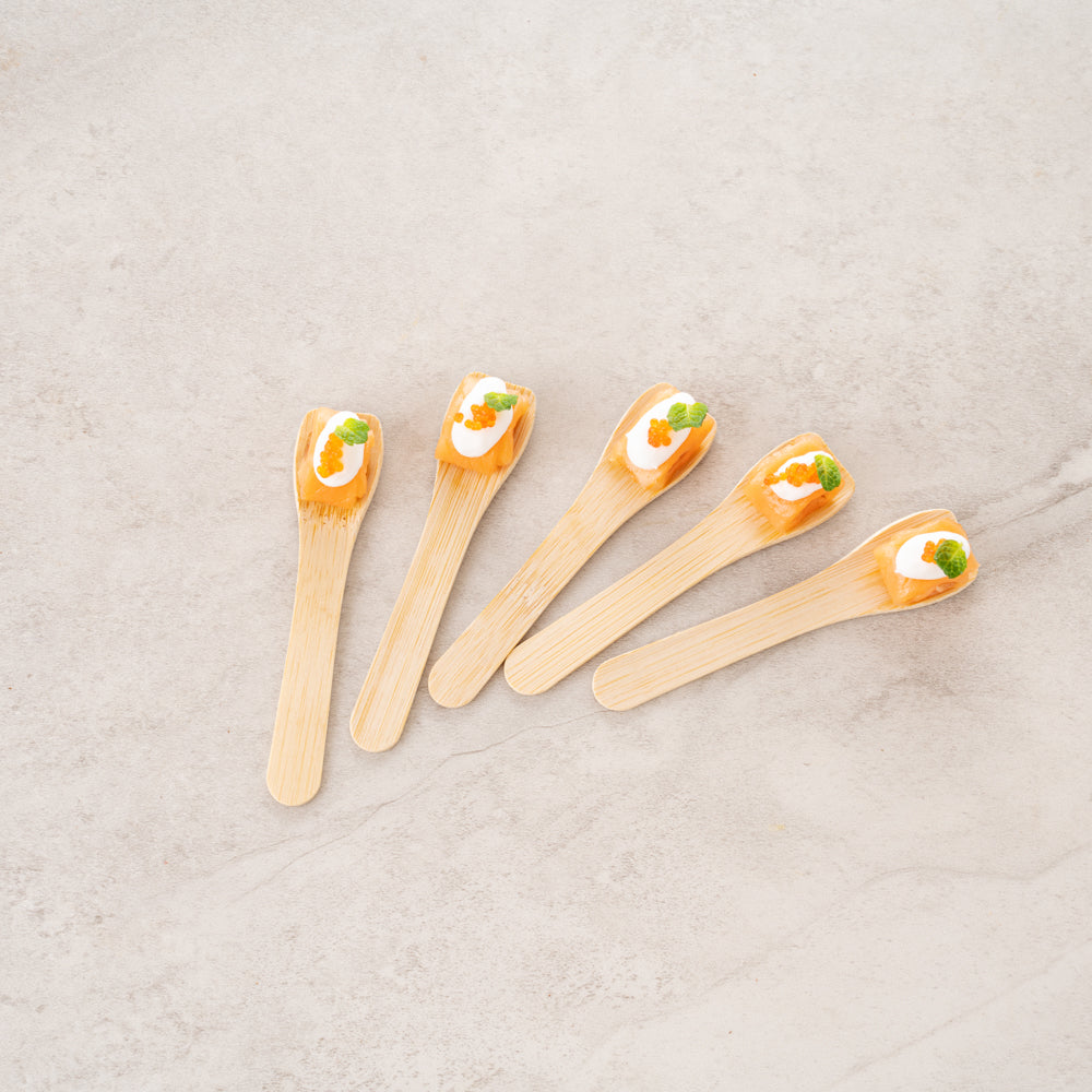 Eco Luxe Rounded Square Natural Bamboo Tasting Spoon - 3 1/2" - 1000 count box