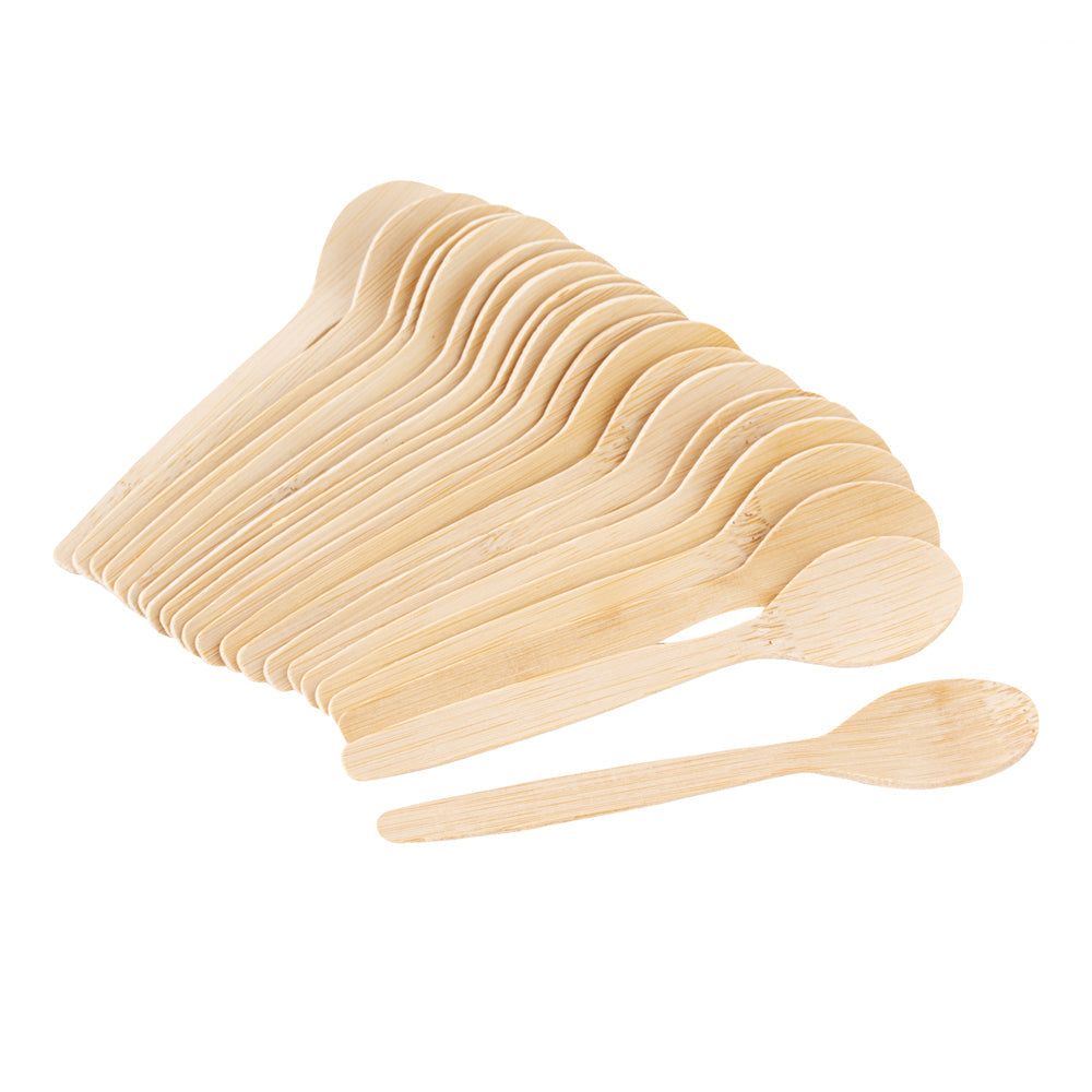 Eco Luxe Round Natural Bamboo Tasting Spoon - 4 3/4" - 1000 count box