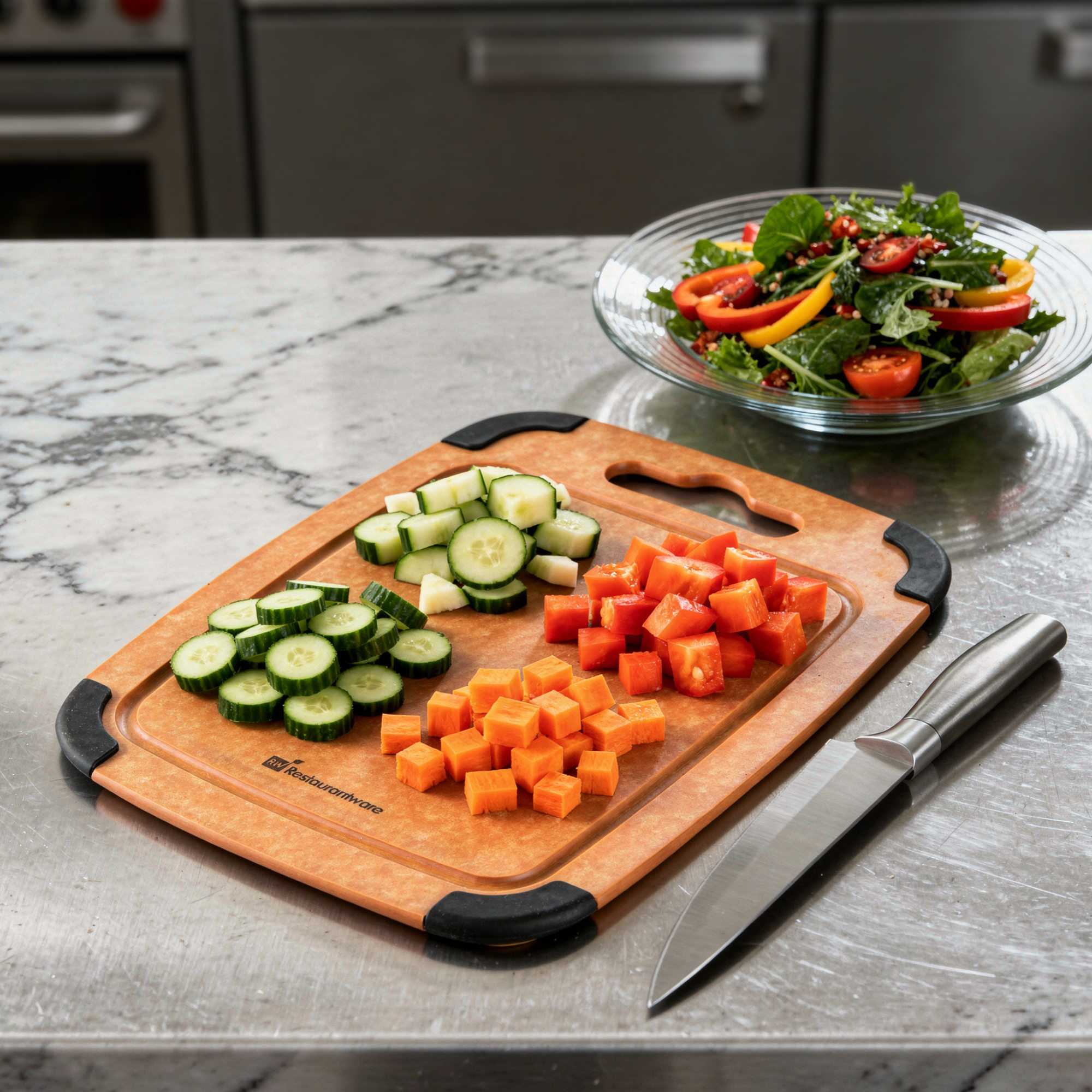 Nature Tek Wood Cutting Board - with Juice Groove, Handle - 11 3/4" x 9 1/4" - 1 count box