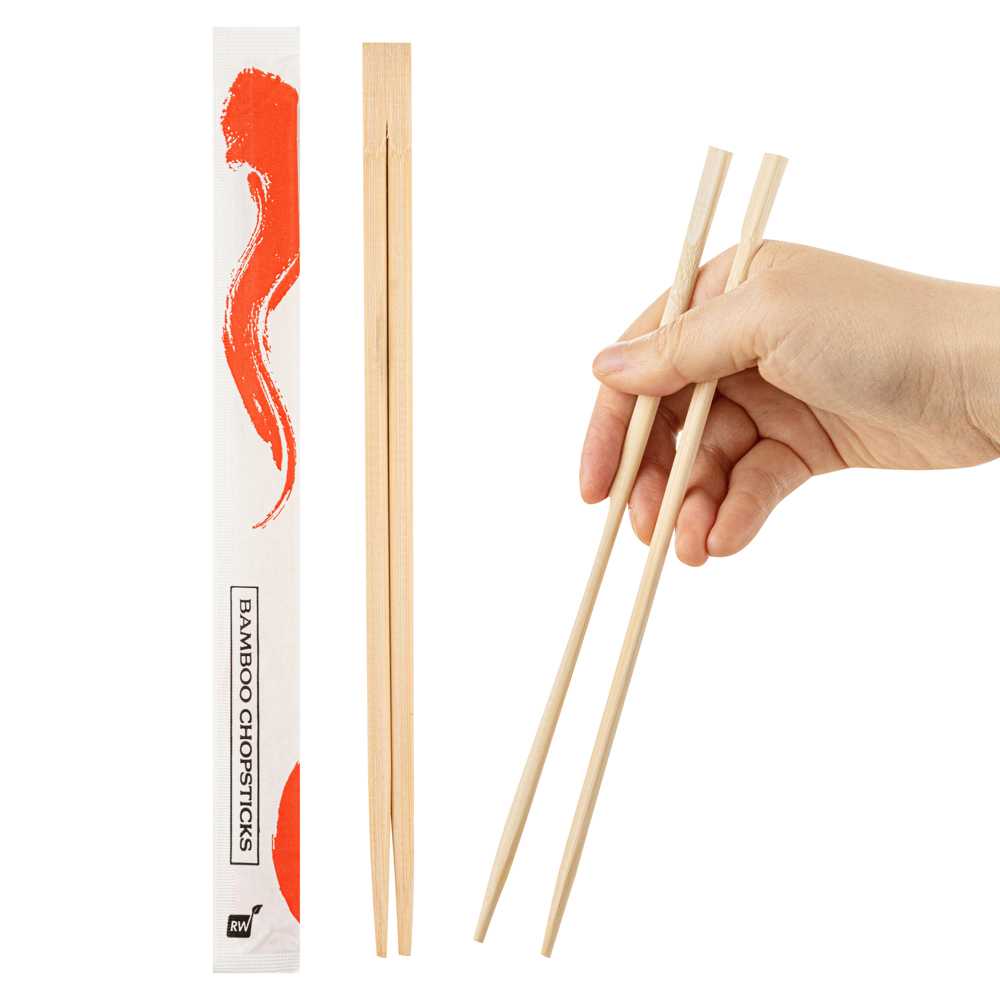 Bambuddha Natural Bamboo Twin Chopsticks - Wrapped - 9" - 100 count box