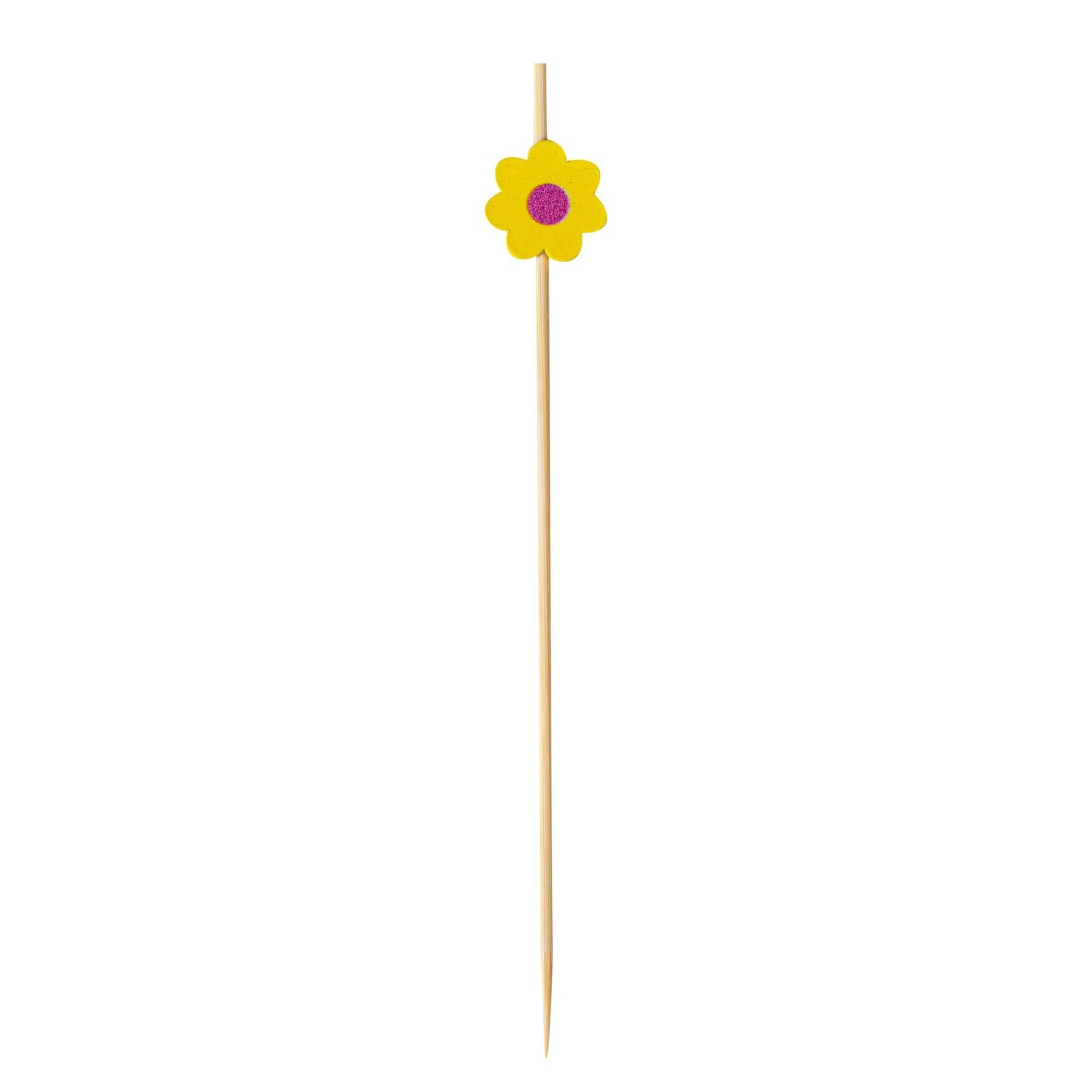 Pixy Yellow Bamboo Sunflower Pick - 4 3/4" - 100 count box