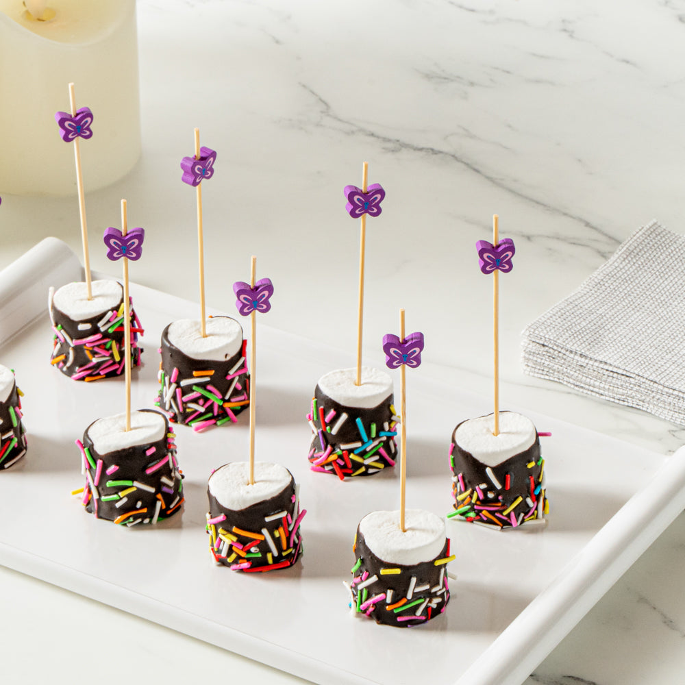 Pixy Purple Bamboo Butterfly Pick - 4 3/4" - 1000 count box