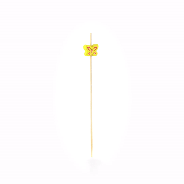 Pixy Yellow Bamboo Butterfly Pick - 4 3/4" - 1000 count box