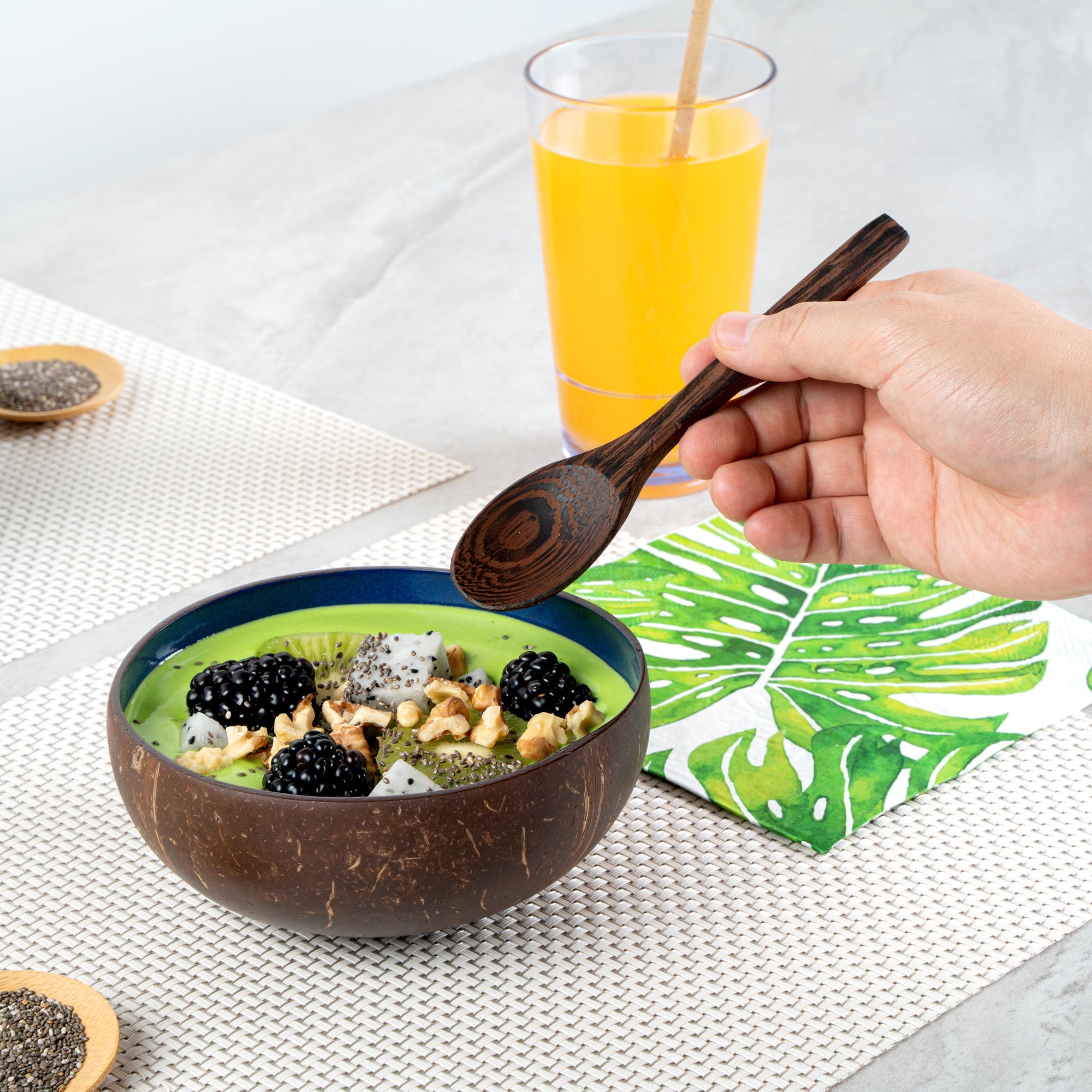 Coco Casa 16 oz Metallic Blue Handmade Coconut Bowl - 1 count box