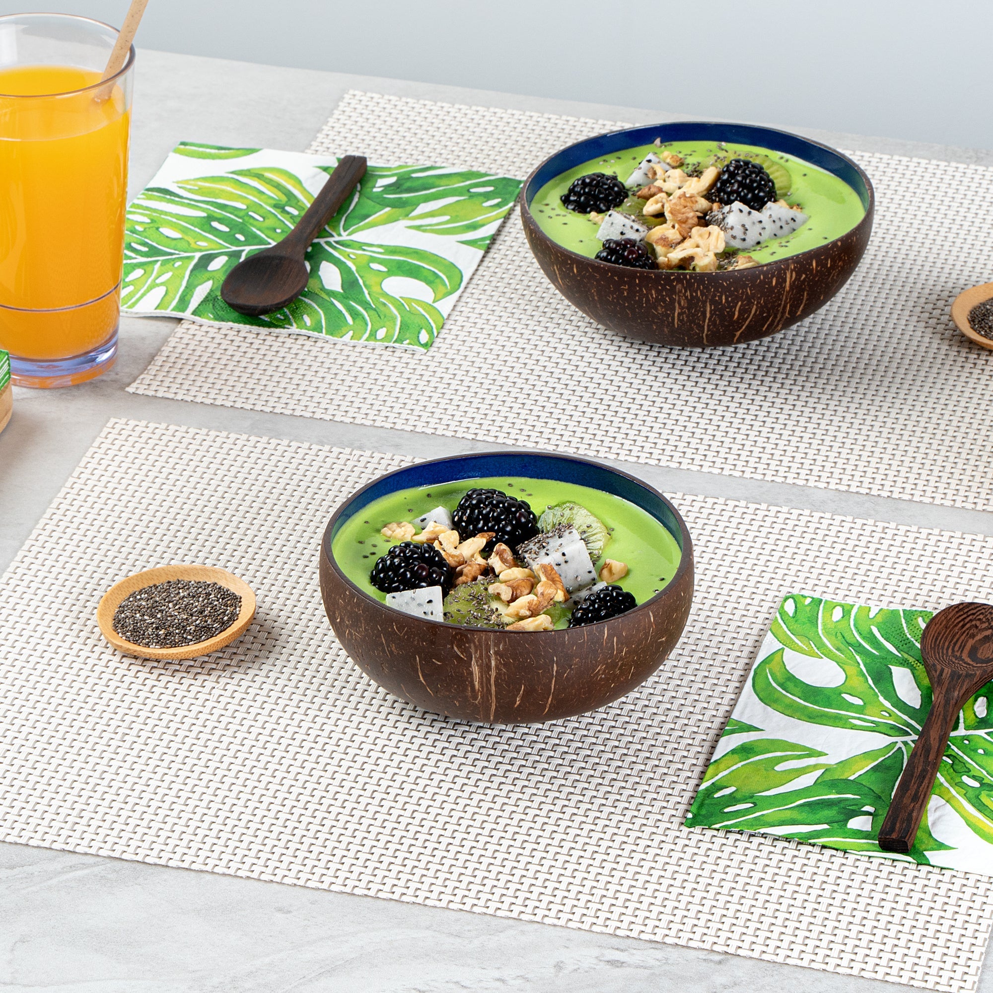 Coco Casa 16 oz Metallic Blue Handmade Coconut Bowl - 10 count box