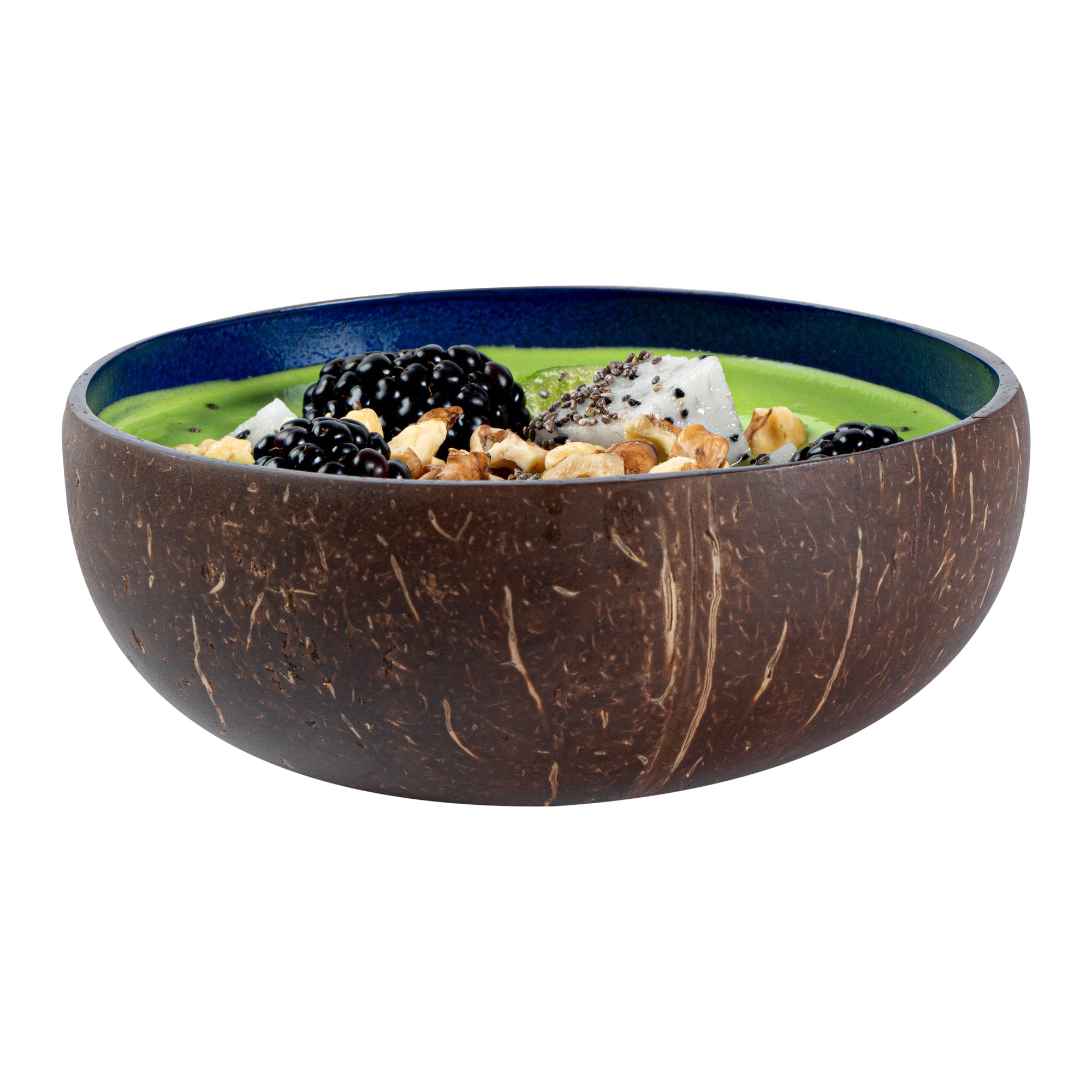 Coco Casa 16 oz Metallic Blue Handmade Coconut Bowl - 10 count box
