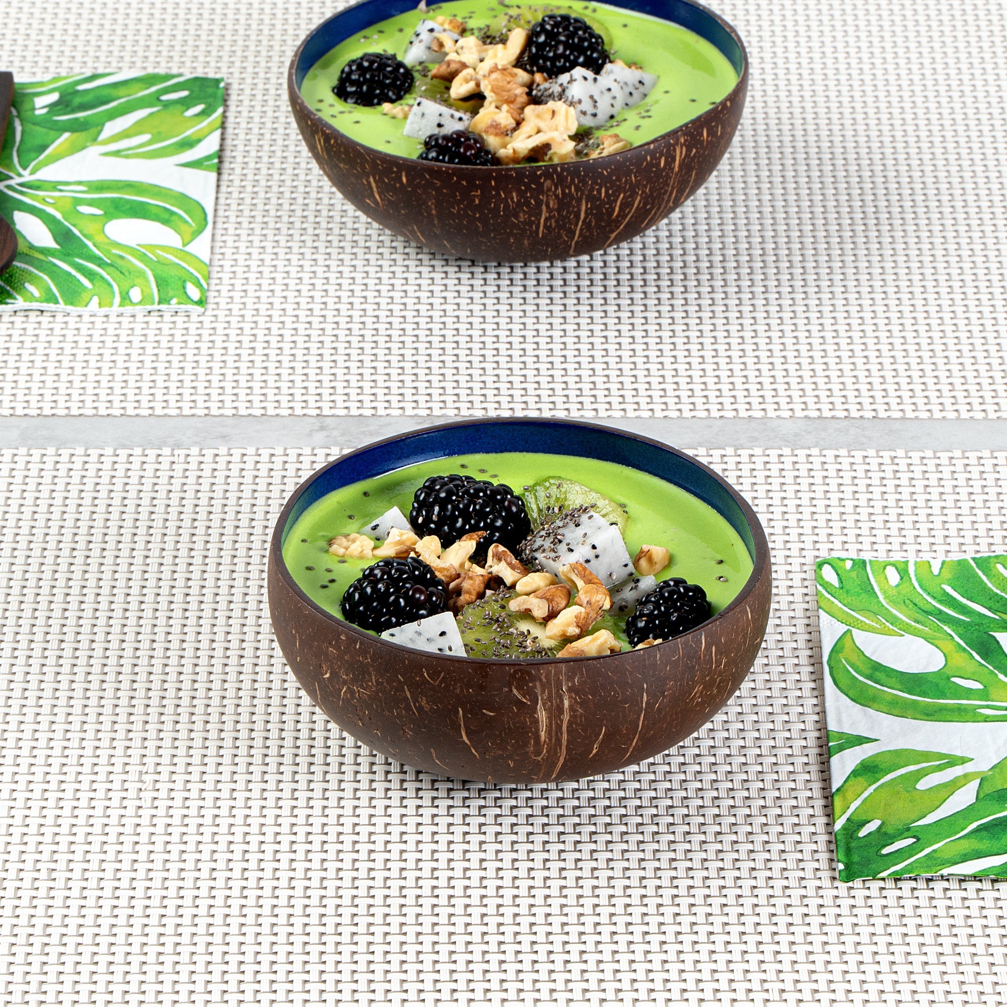 Coco Casa 16 oz Metallic Blue Handmade Coconut Bowl - 10 count box