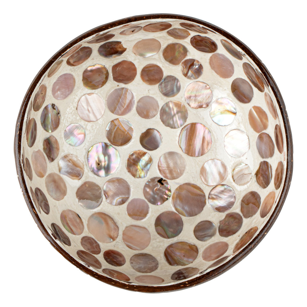 Coco Casa 16 oz White Handmade Circle Coconut Bowl - 10 count box
