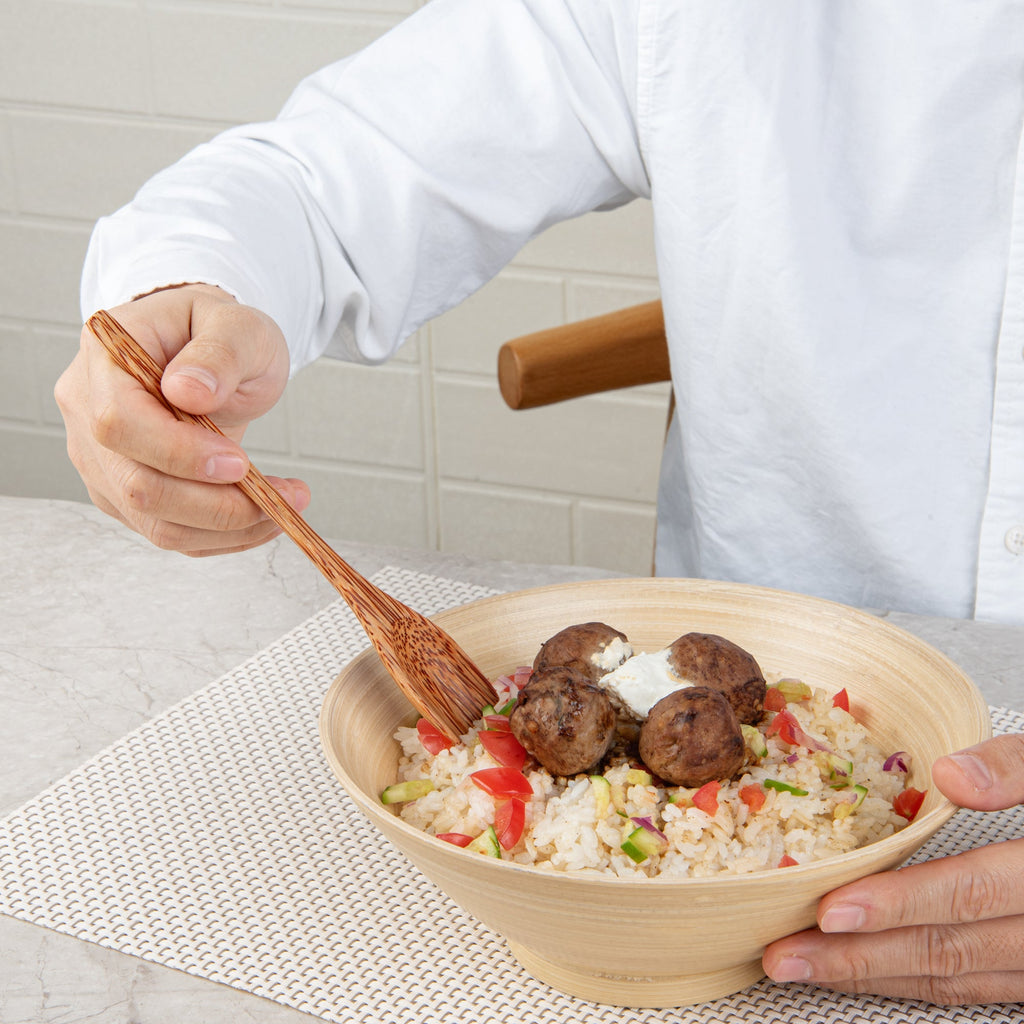 Coco Casa Natural Handmade Coconut Spoon - Blunt End - 7" x 1" - 40 count box