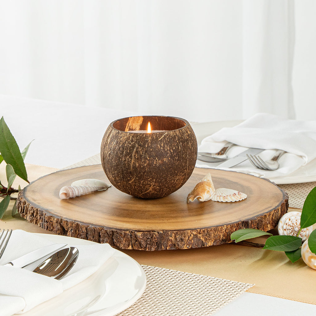 Coco Casa Handmade Coconut Shell Candle - Cinnamon - 4" x 4" x 2 3/4" - 10 count box