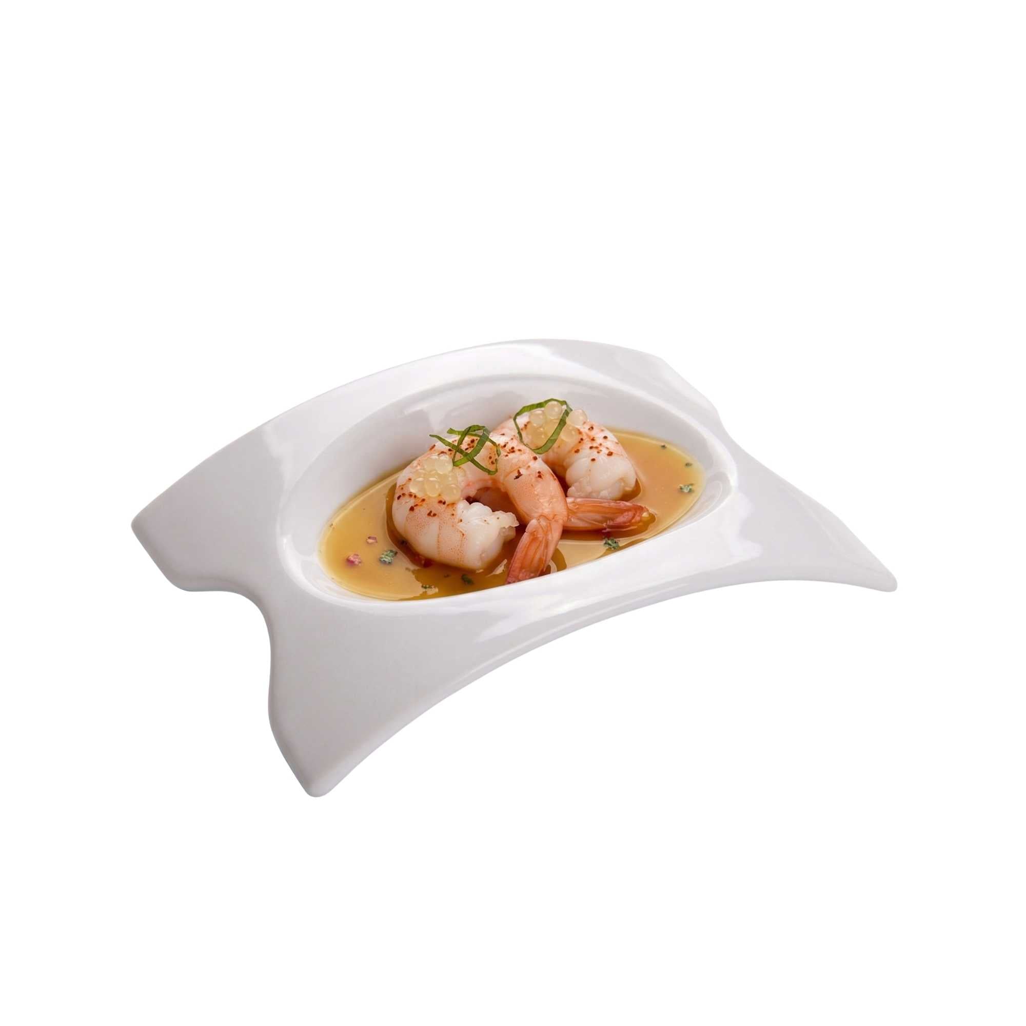 Chef 101 Rectangle White Porcelain Mini Concavo Dish - 4" x 3" x 3/4" - 10 count box