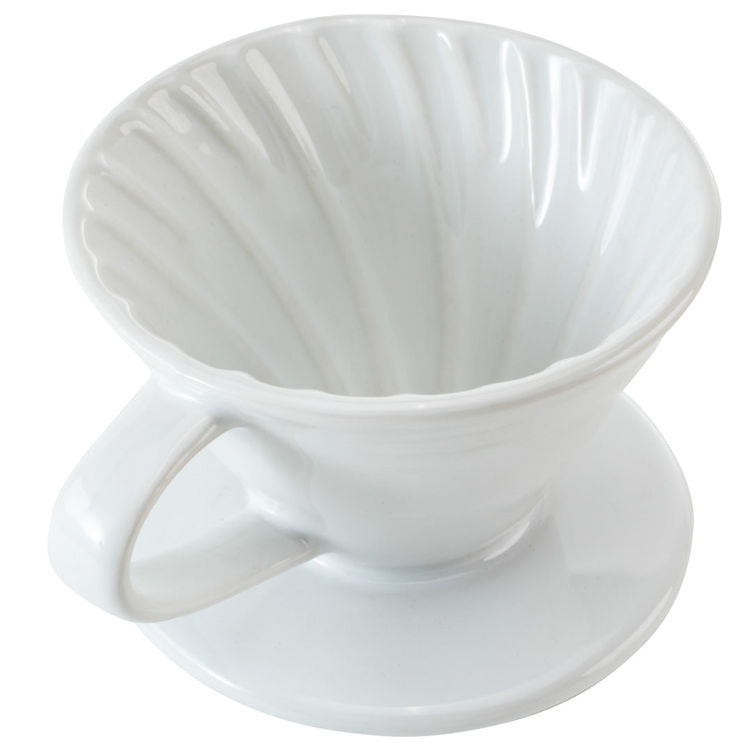 Restpresso 6 oz White Ceramic Coffee Dripper - 4" x 4" x 3" - 1 count box