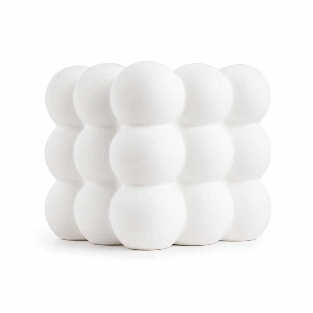 Table Art White Ceramic Bubble Cube Vase - 4 1/2'' x 4 1/2'' x 4 1/4'' - 1 count box