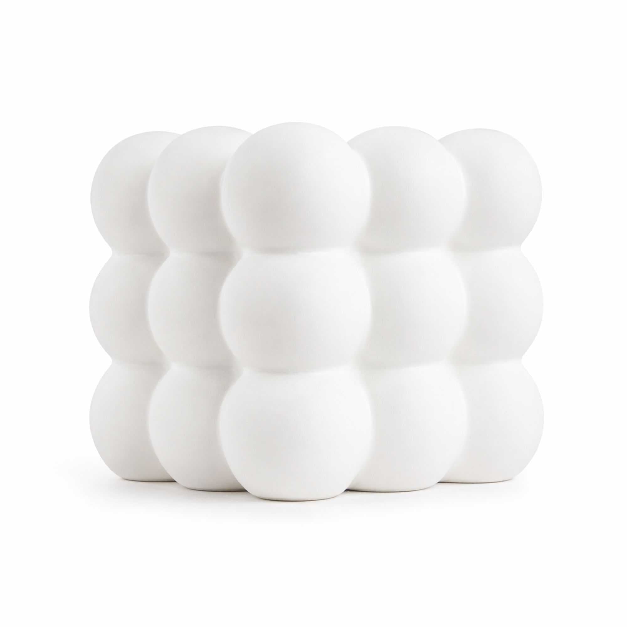 Table Art White Ceramic Bubble Cube Vase - 4 1/2'' x 4 1/2'' x 4 1/4'' - 1 count box