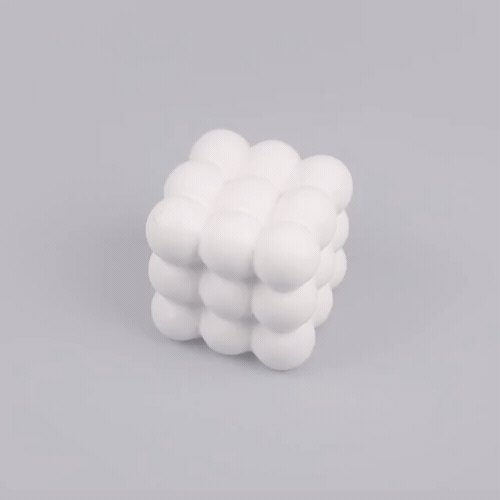 Table Art White Ceramic Bubble Cube Vase - 4 1/2'' x 4 1/2'' x 4 1/4'' - 1 count box